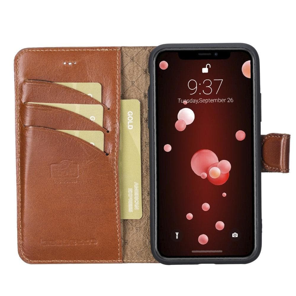 Wallet Folio Leather Case for Apple iPhone X series, featuring an ID slot and premium full grain leather design.