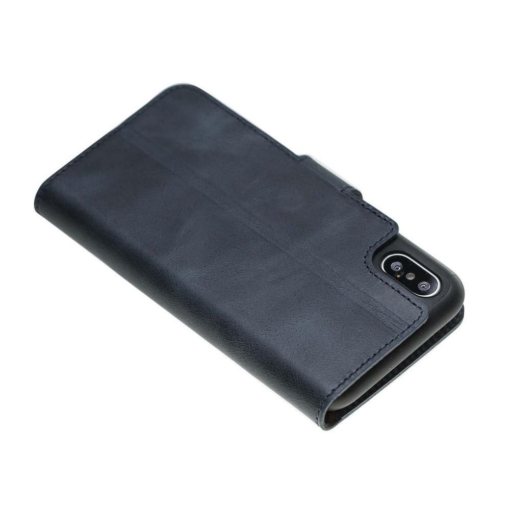 Wallet Folio Leather Case for Apple iPhone X series, featuring an ID slot and premium full grain leather design.