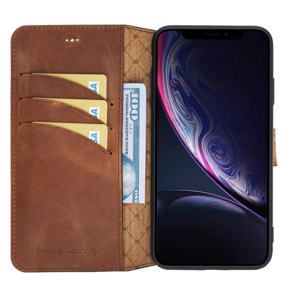 Wallet Folio Leather Case for Apple iPhone X series, featuring an ID slot and premium full grain leather design.