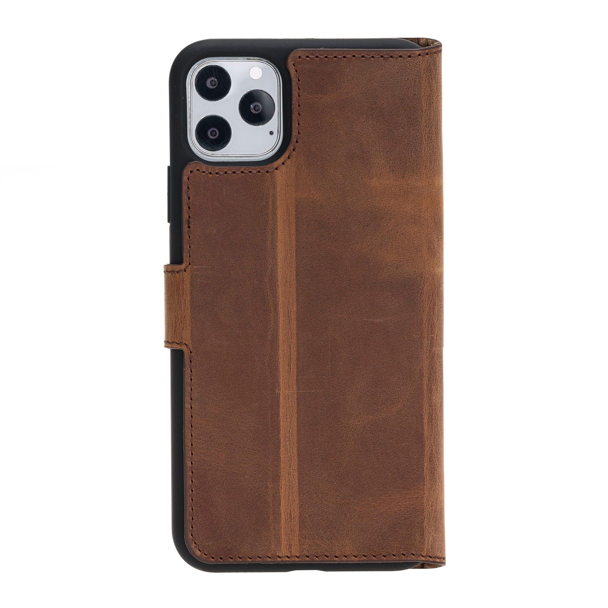 Bouletta Wallet Folio with ID Slot, a brown leather wallet case for Apple iPhone 11, featuring card slots and RFID protection.