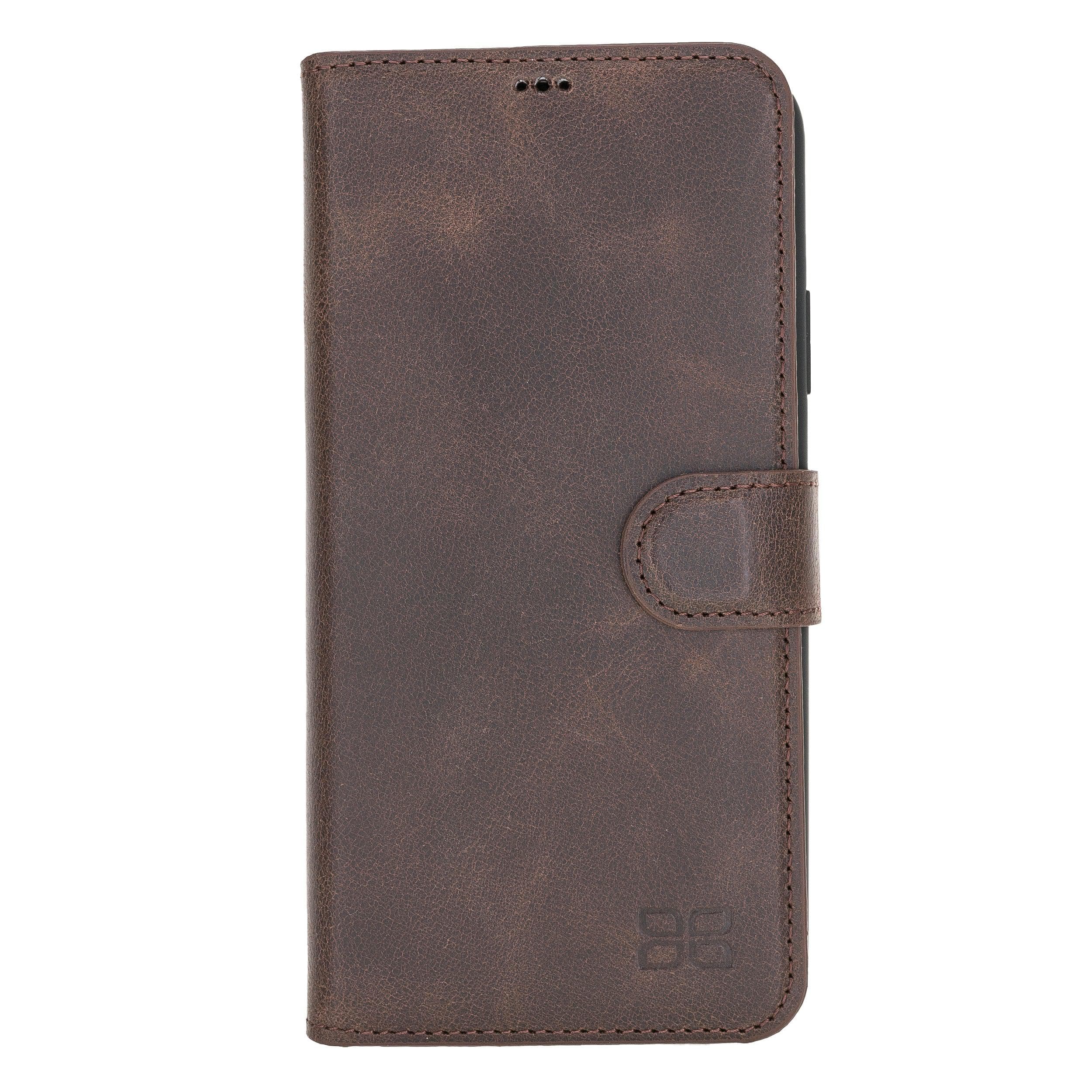 Bouletta Wallet Folio with ID Slot, a brown leather wallet case for Apple iPhone 11, featuring card slots and RFID protection.