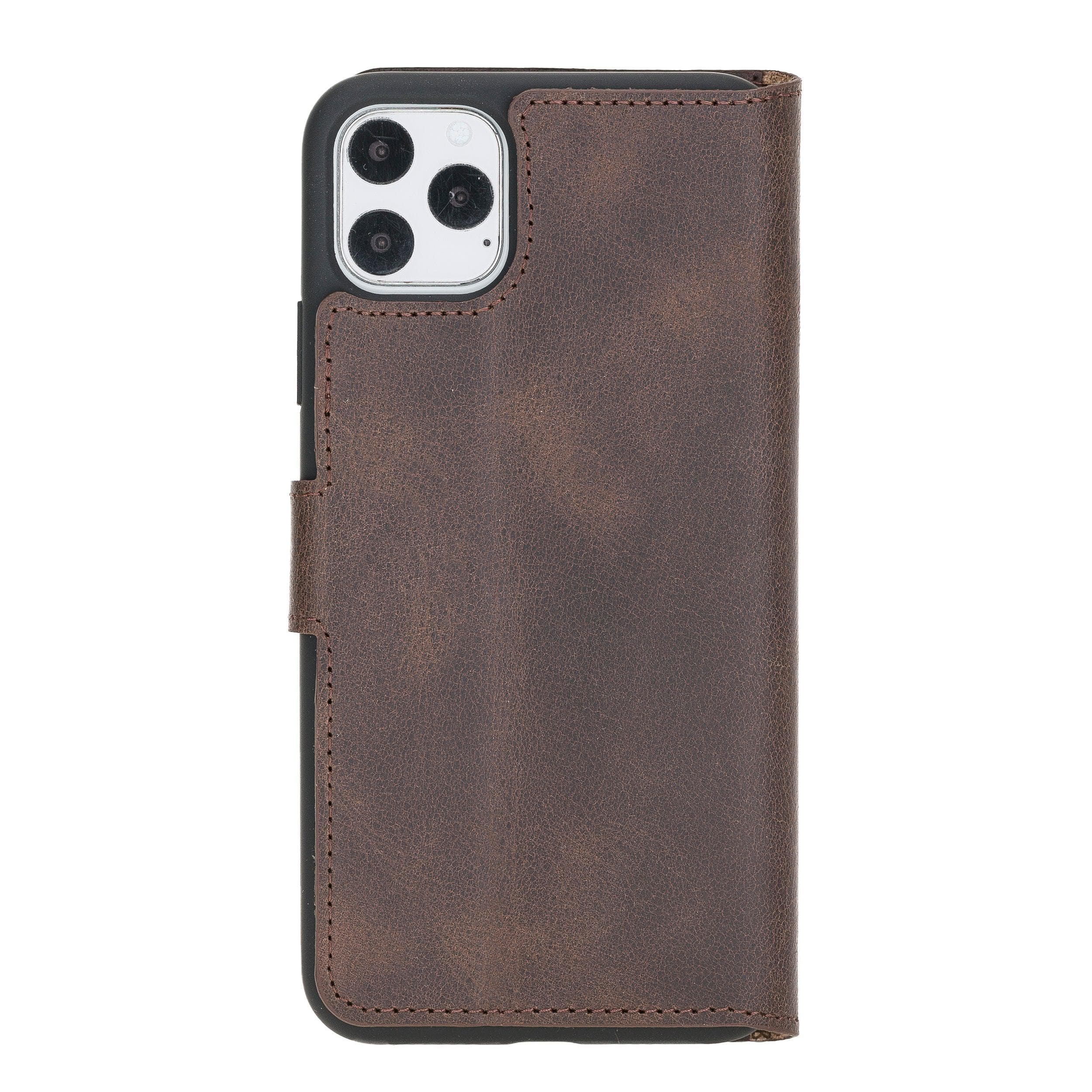 Bouletta Wallet Folio with ID Slot, a brown leather wallet case for Apple iPhone 11, featuring card slots and RFID protection.