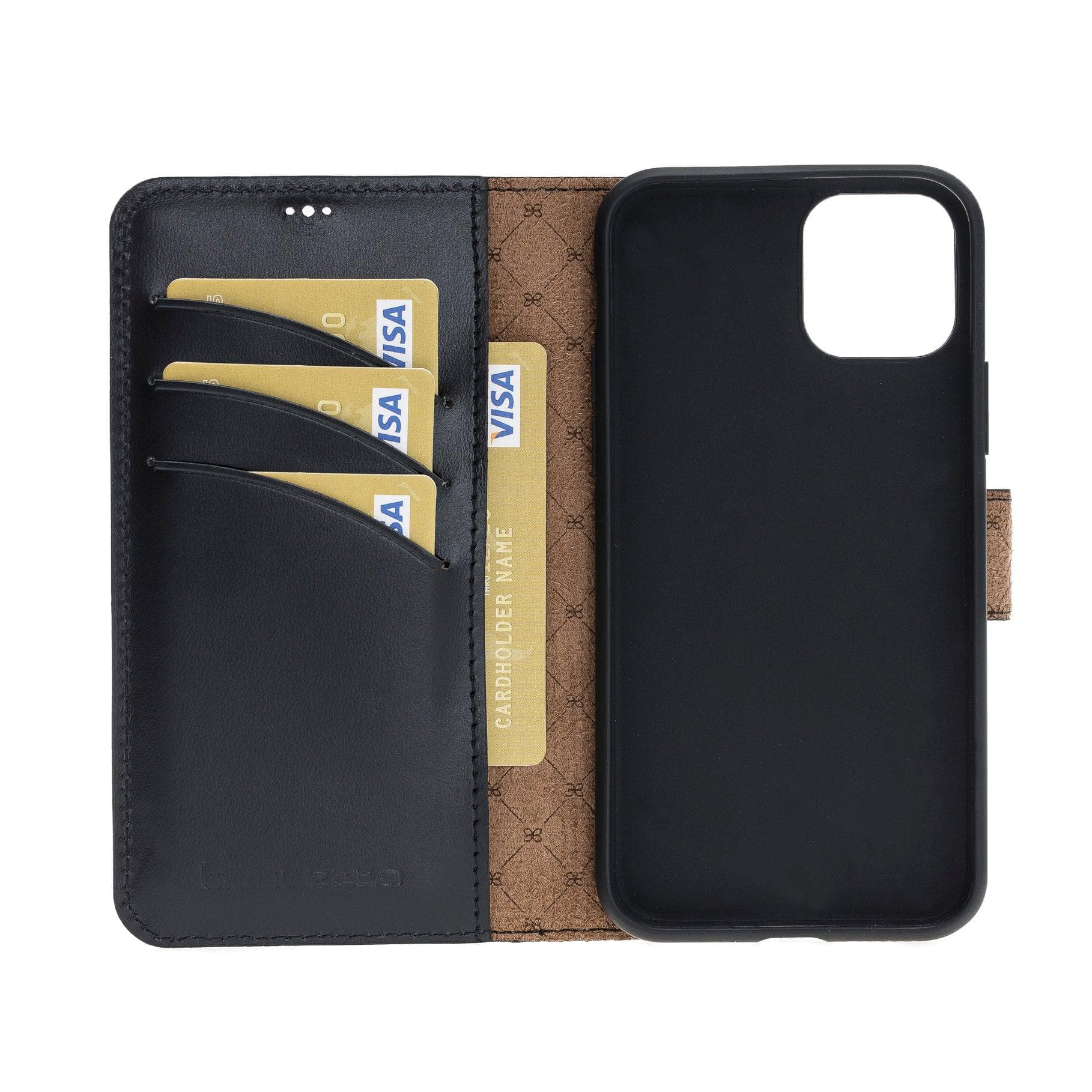 Bouletta Wallet Folio with ID Slot, a brown leather wallet case for Apple iPhone 11, featuring card slots and RFID protection.