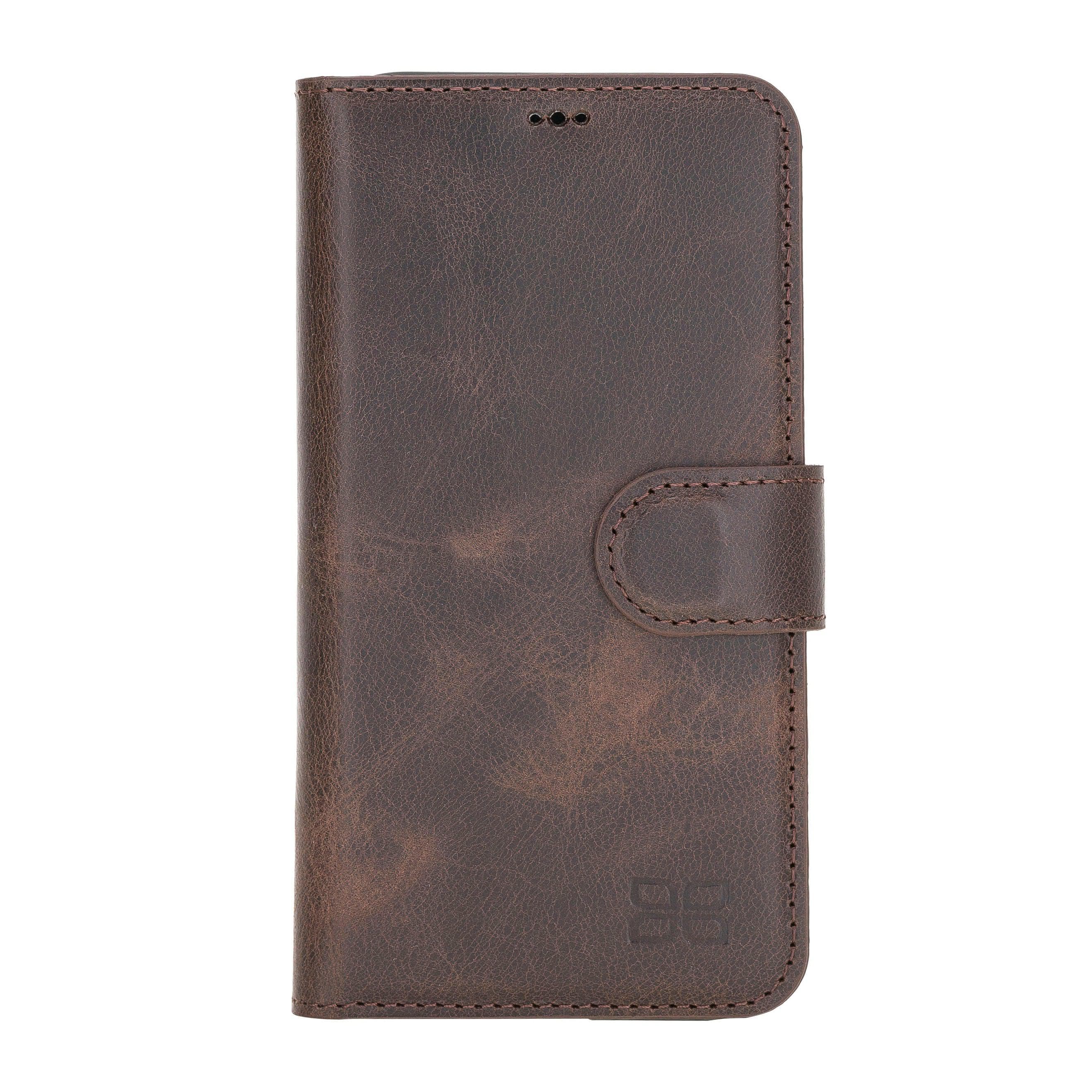 Bouletta Wallet Folio with ID Slot, a brown leather wallet case for Apple iPhone 11, featuring card slots and RFID protection.