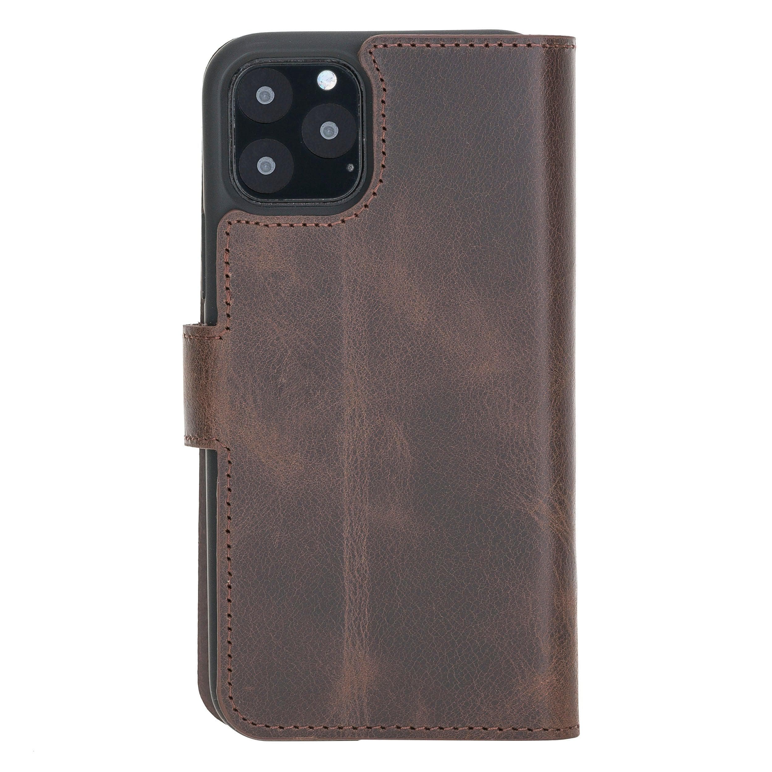 Bouletta Wallet Folio with ID Slot, a brown leather wallet case for Apple iPhone 11, featuring card slots and RFID protection.