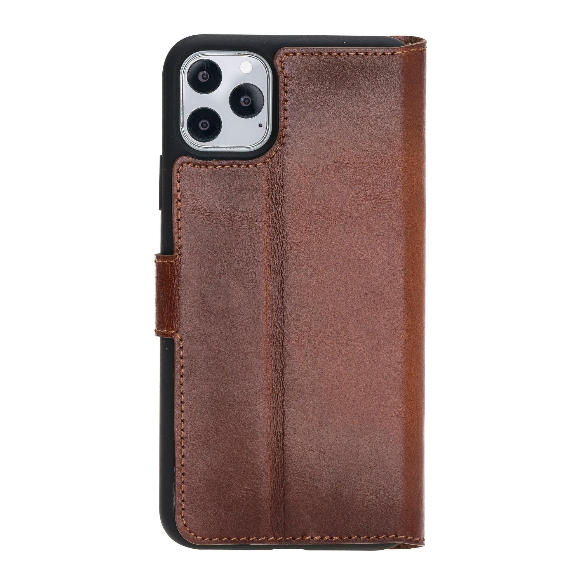 Bouletta Wallet Folio with ID Slot, a brown leather wallet case for Apple iPhone 11, featuring card slots and RFID protection.