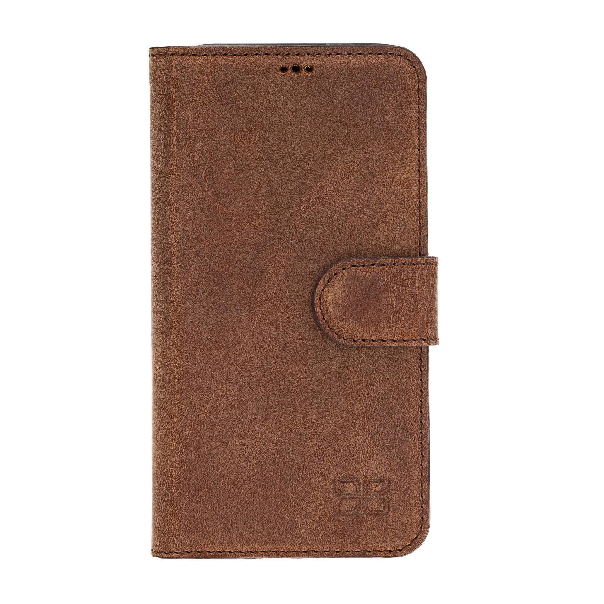 Bouletta Wallet Folio with ID Slot, a brown leather wallet case for Apple iPhone 11, featuring card slots and RFID protection.