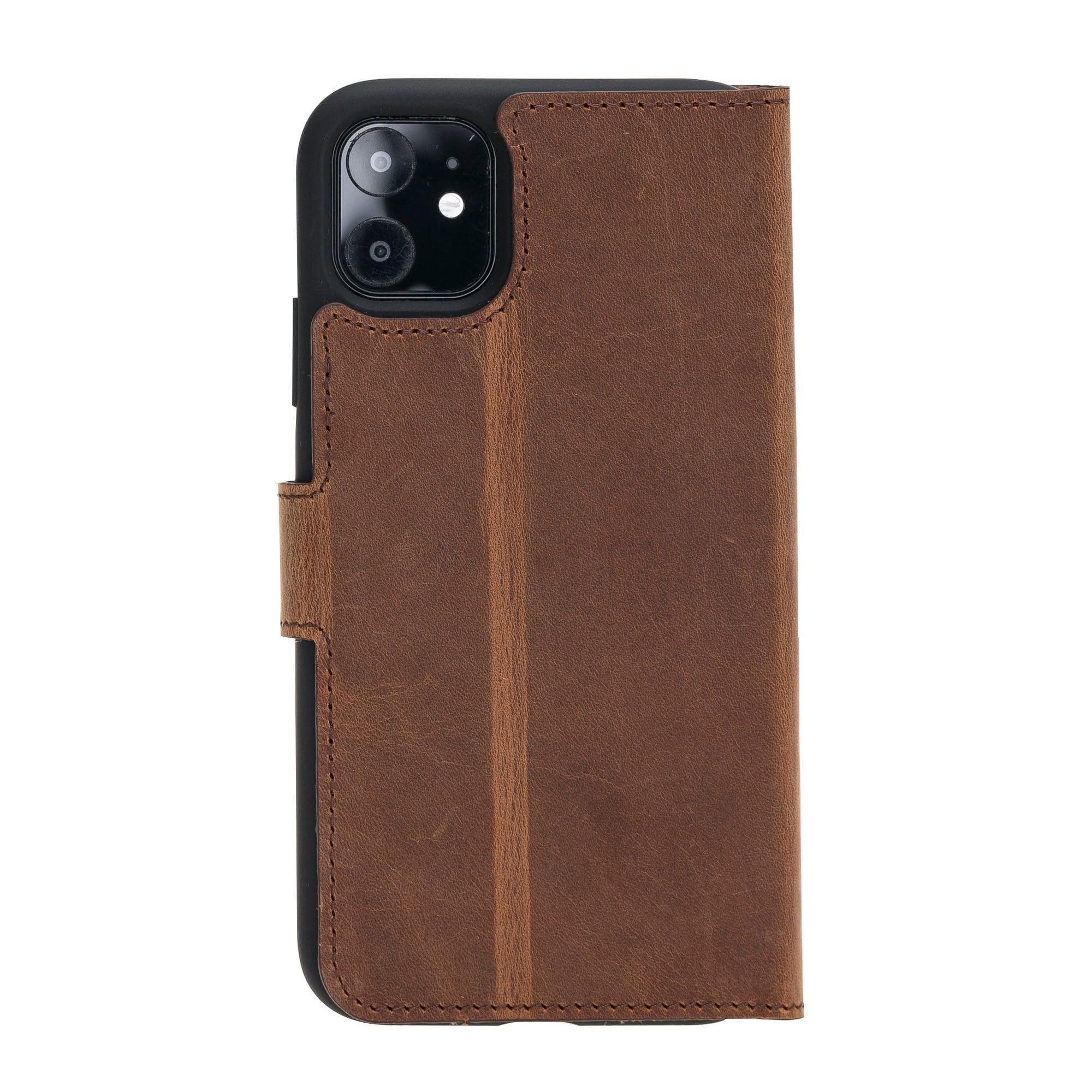 Bouletta Wallet Folio with ID Slot, a brown leather wallet case for Apple iPhone 11, featuring card slots and RFID protection.