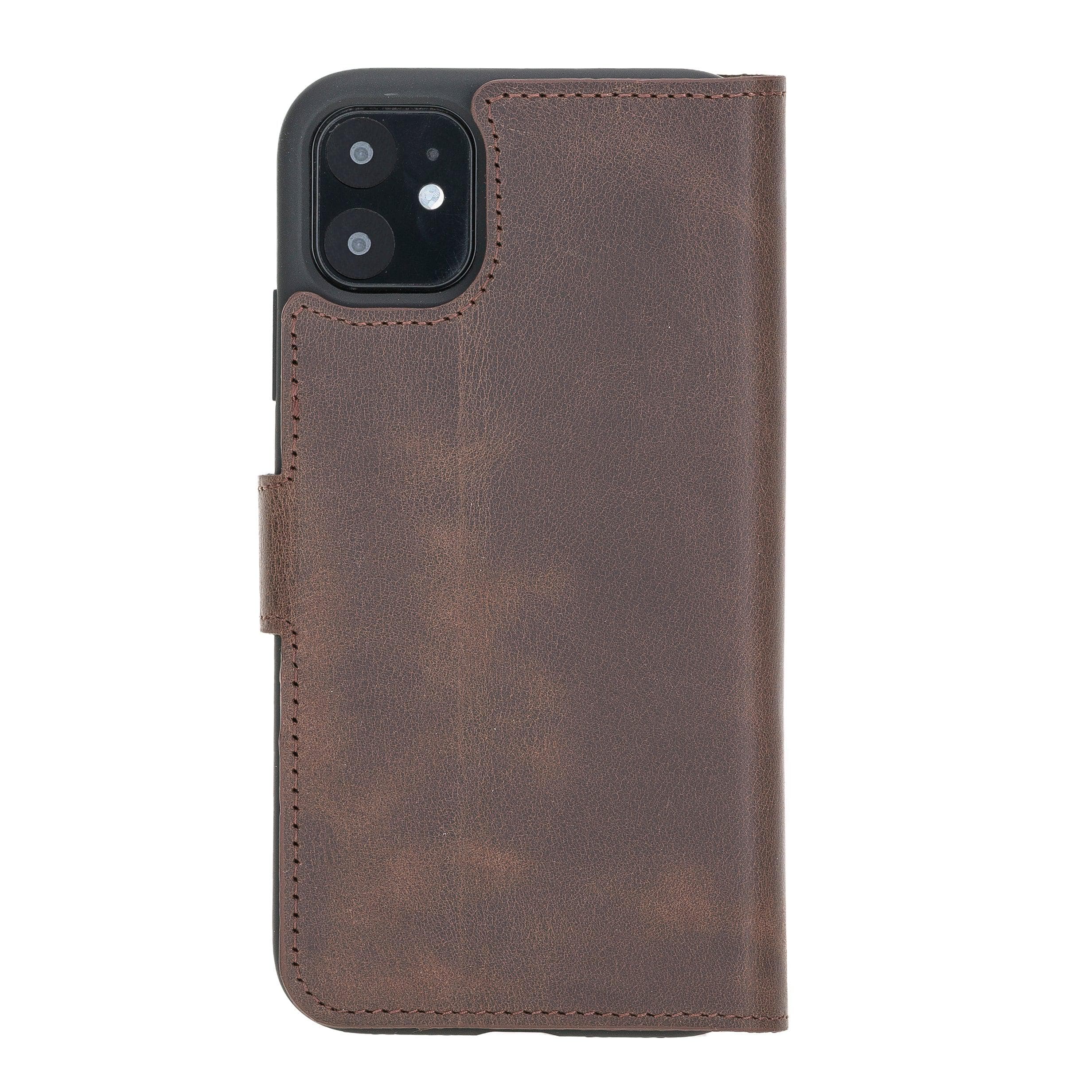 Bouletta Wallet Folio with ID Slot, a brown leather wallet case for Apple iPhone 11, featuring card slots and RFID protection.