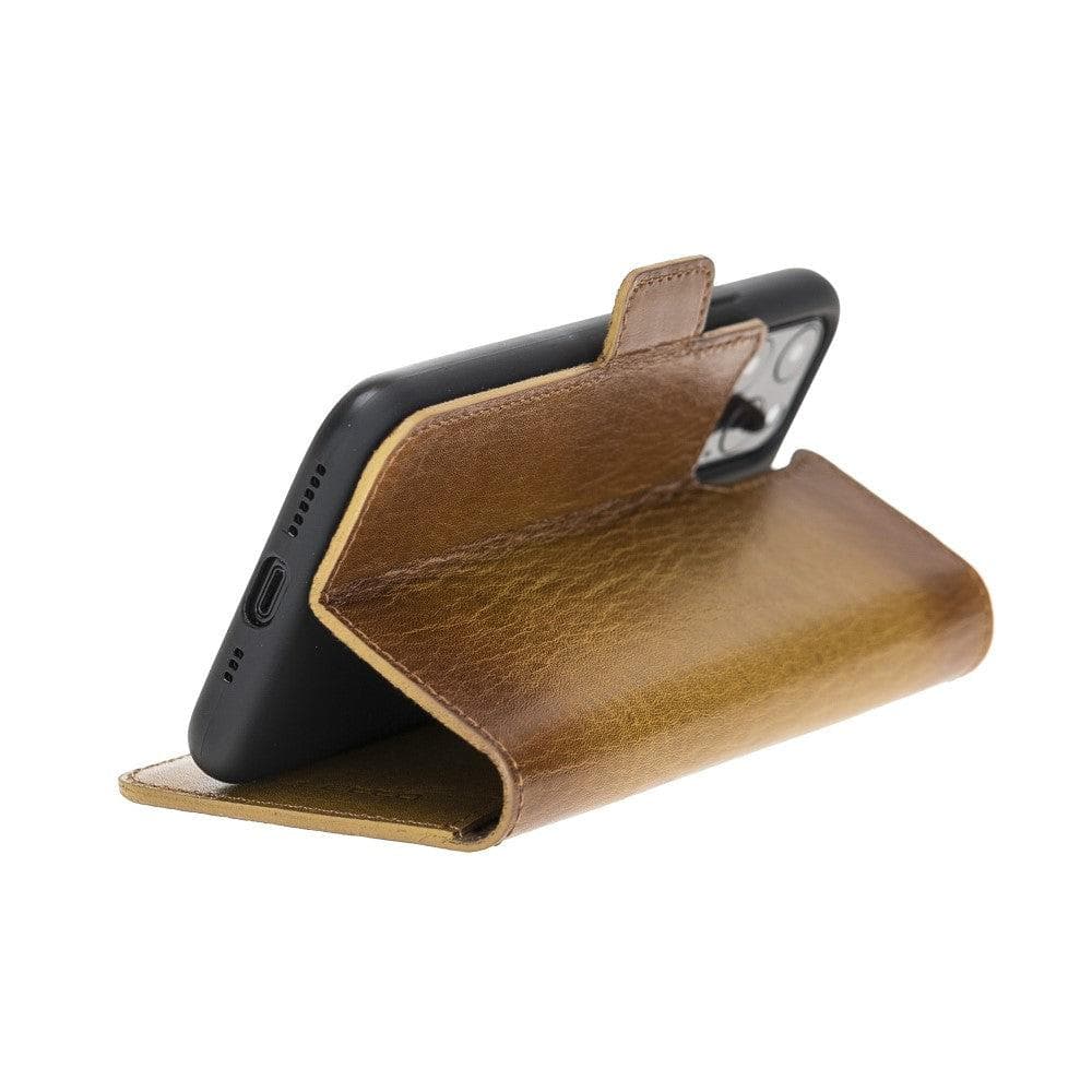 Bouletta Wallet Folio with ID Slot, a brown leather wallet case for Apple iPhone 11, featuring card slots and RFID protection.