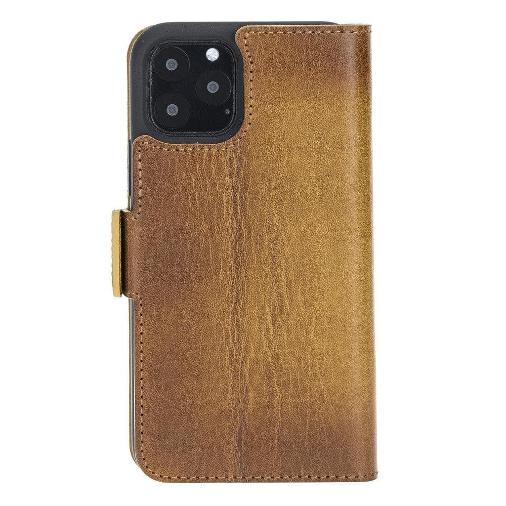 Bouletta Wallet Folio with ID Slot, a brown leather wallet case for Apple iPhone 11, featuring card slots and RFID protection.