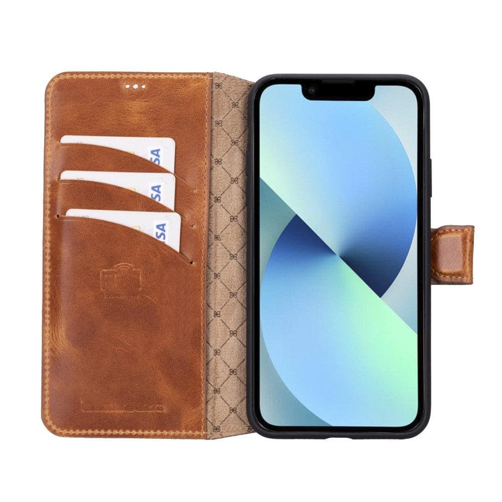 Bouletta Wallet Folio with ID Slot, a brown leather wallet case for Apple iPhone 11, featuring card slots and RFID protection.