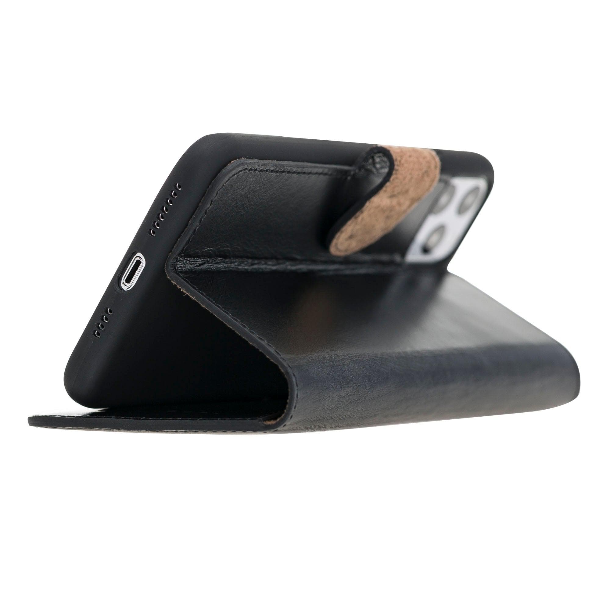 Bouletta Wallet Folio with ID Slot, a brown leather wallet case for Apple iPhone 11, featuring card slots and RFID protection.