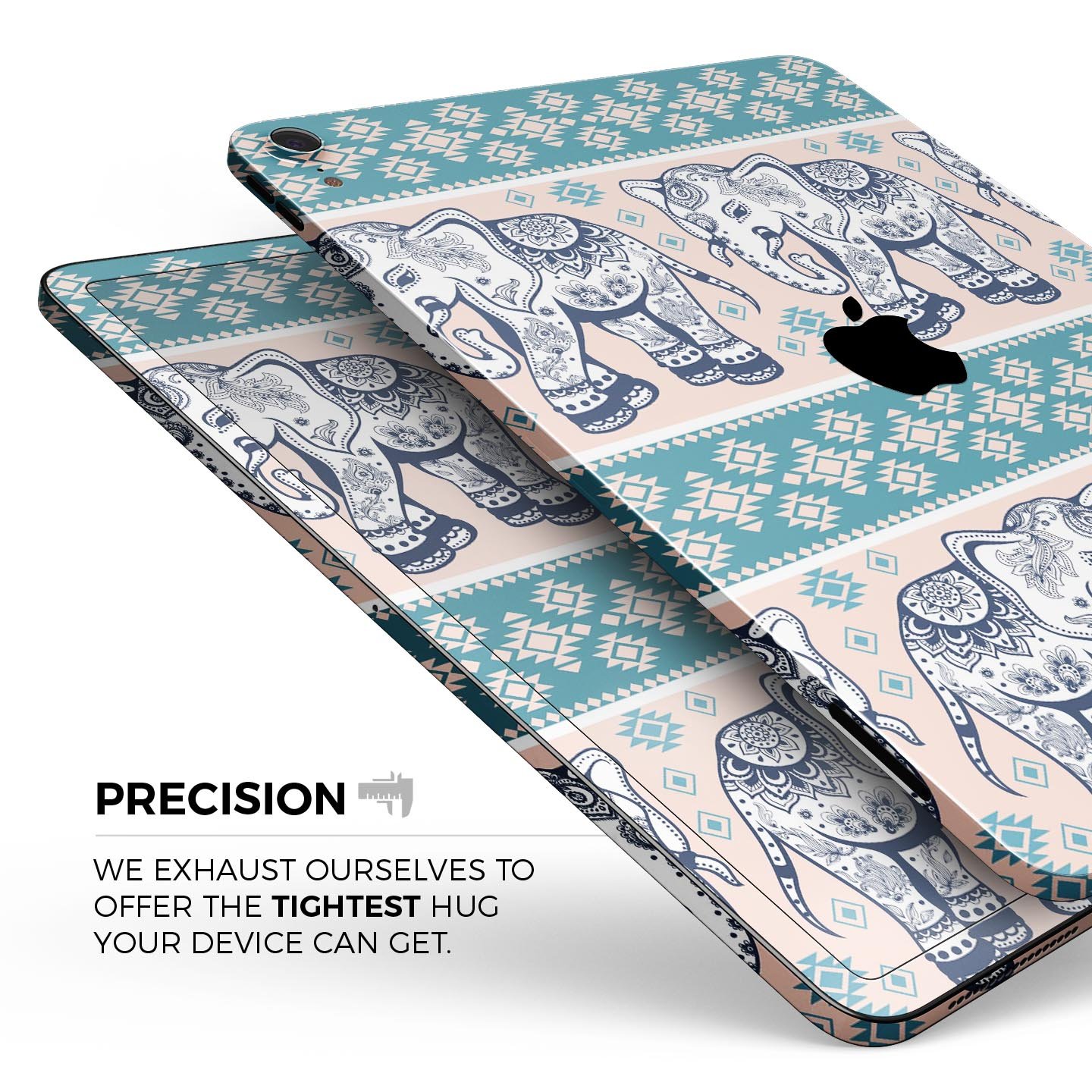 Walking Sacred Elephant Pattern skin decal for Apple devices, showcasing intricate elephant design on a premium 3M material.