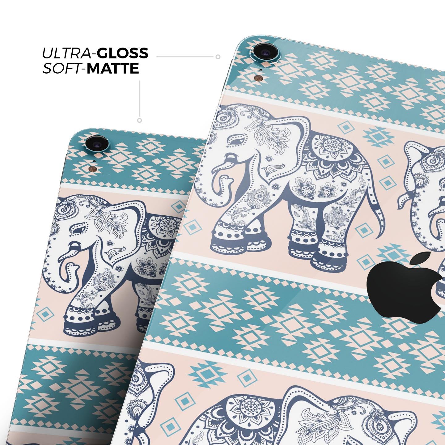 Walking Sacred Elephant Pattern skin decal for Apple devices, showcasing intricate elephant design on a premium 3M material.