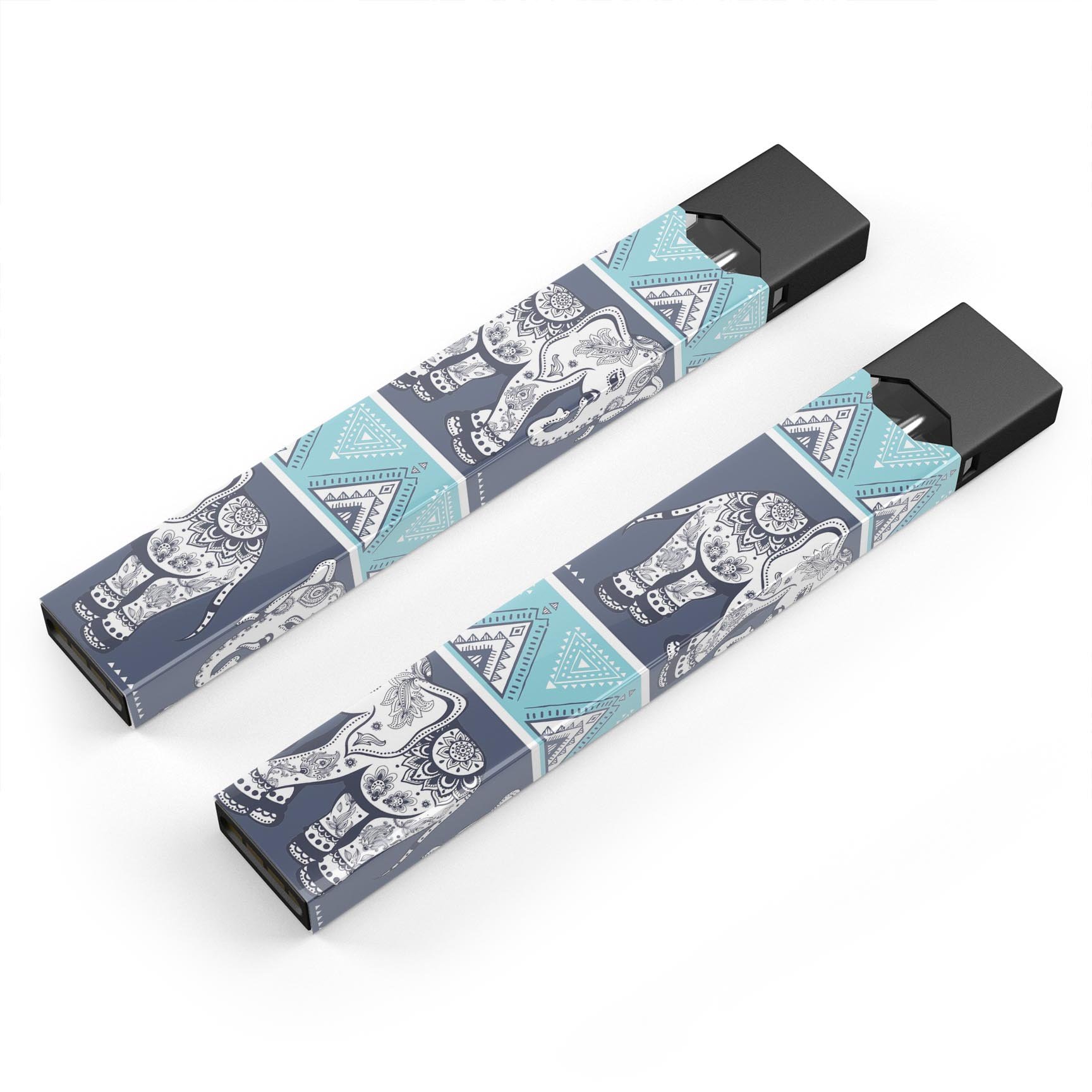 Walking Sacred Elephant Pattern skin-wrap for JUUL device, showcasing vibrant design and premium quality.