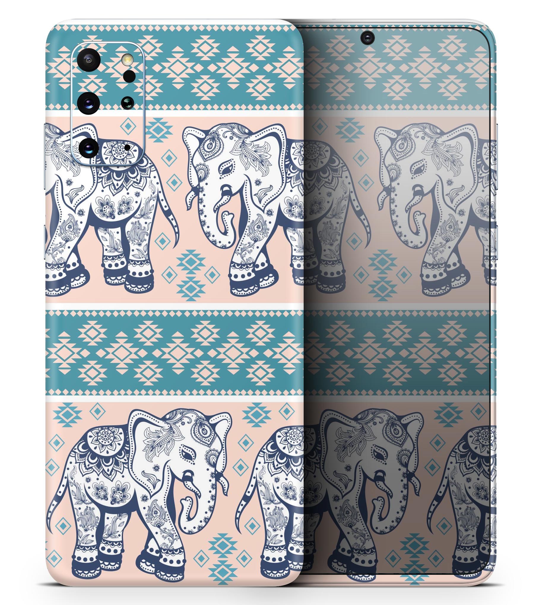 Walking Sacred Elephant Pattern V2 skin for Samsung Galaxy, showcasing vibrant colors and intricate design on a sleek device.