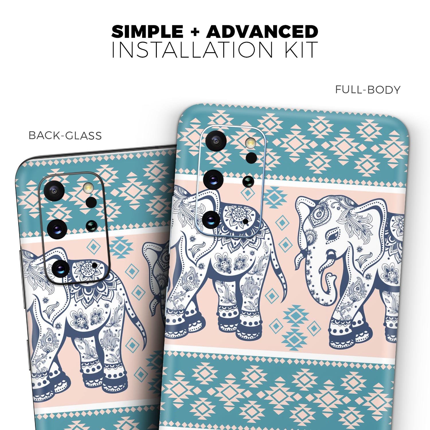 Walking Sacred Elephant Pattern V2 skin for Samsung Galaxy, showcasing vibrant colors and intricate design on a sleek device.