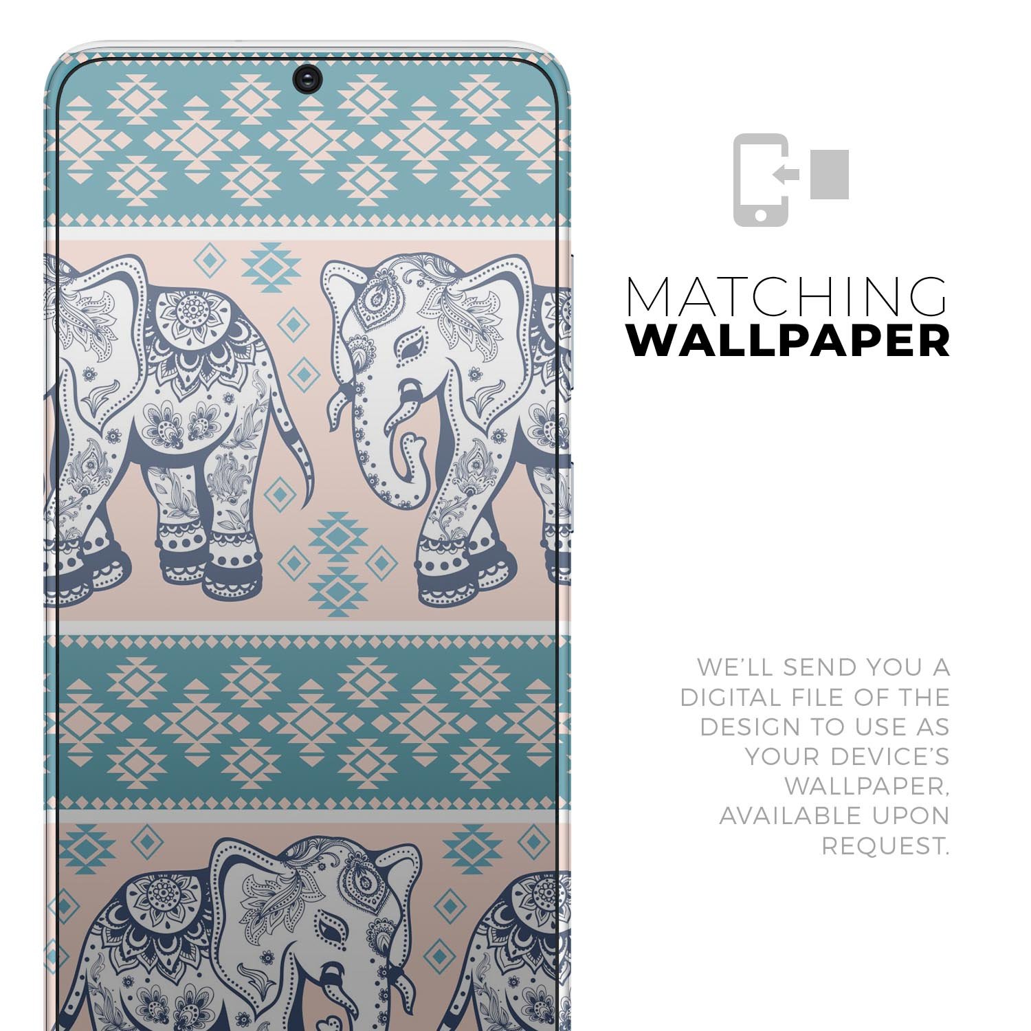 Walking Sacred Elephant Pattern V2 skin for Samsung Galaxy, showcasing vibrant colors and intricate design on a sleek device.