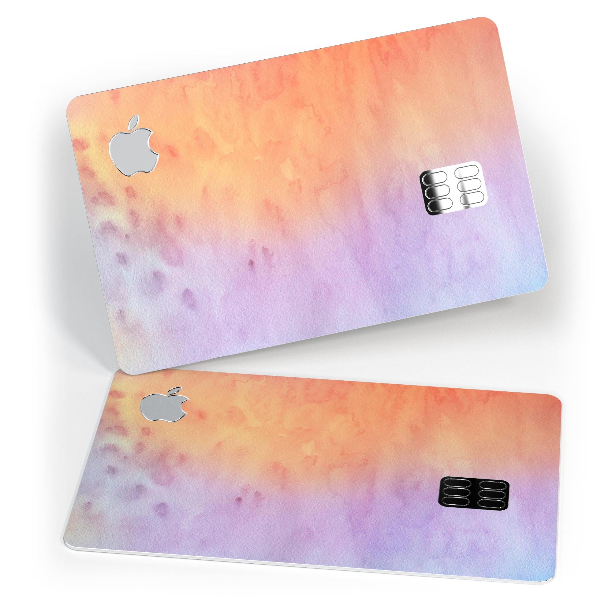 Washed 42 Absorbed Watercolor Texture decal applied on an Apple Card, showcasing its vibrant colors and protective features.