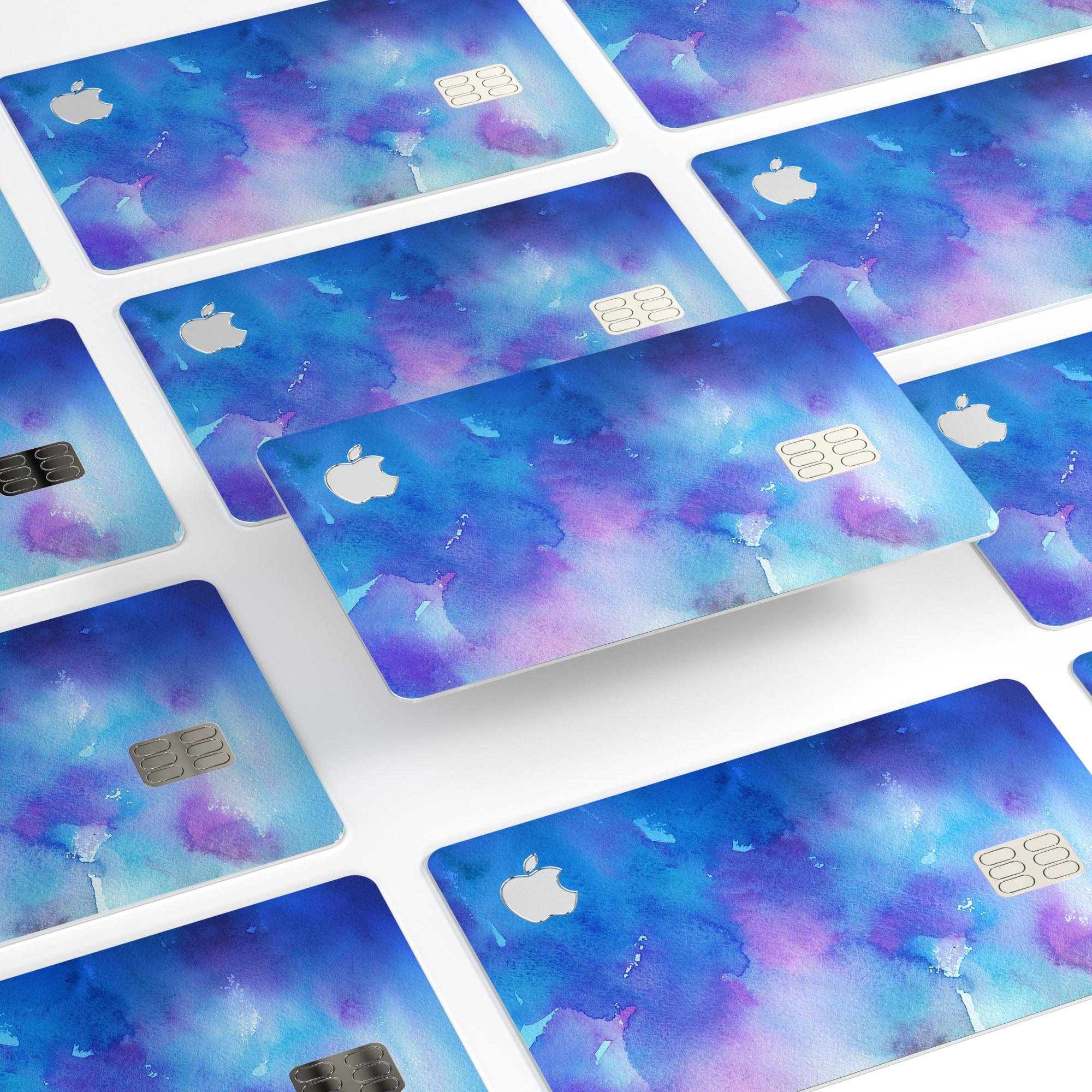 Washed 42290 Absorbed Watercolor Texture decal on an Apple Card, showcasing vibrant colors and premium design.