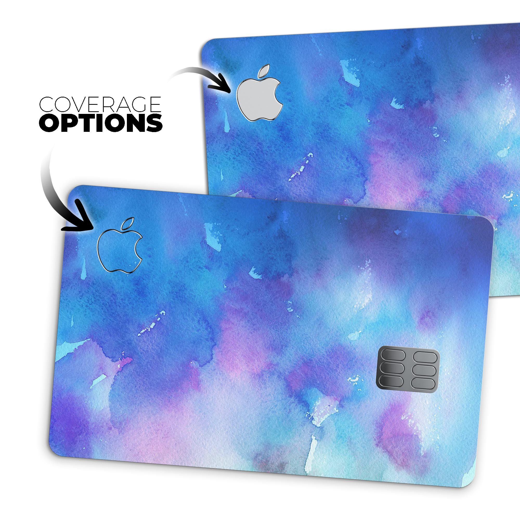 Washed 42290 Absorbed Watercolor Texture decal on an Apple Card, showcasing vibrant colors and premium design.