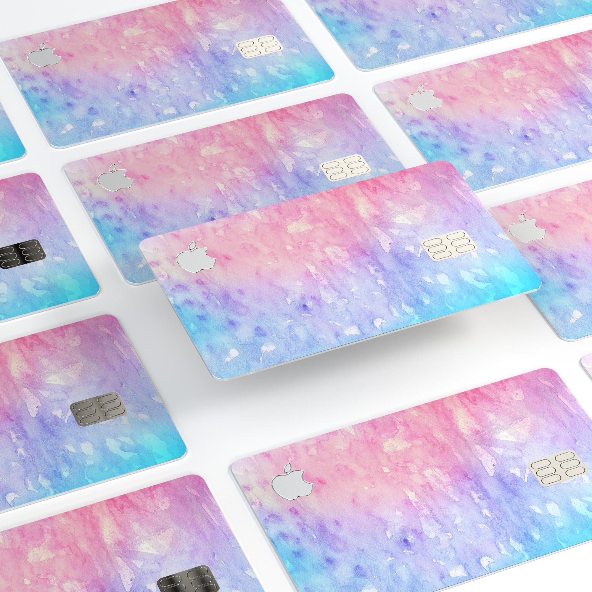 Washed Pink Watercolor Texture decal for Apple Card, showcasing a vibrant design with premium vinyl finish.