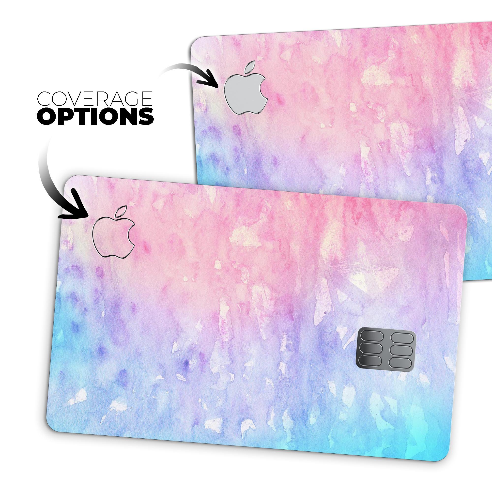 Washed Pink Watercolor Texture decal for Apple Card, showcasing a vibrant design with premium vinyl finish.