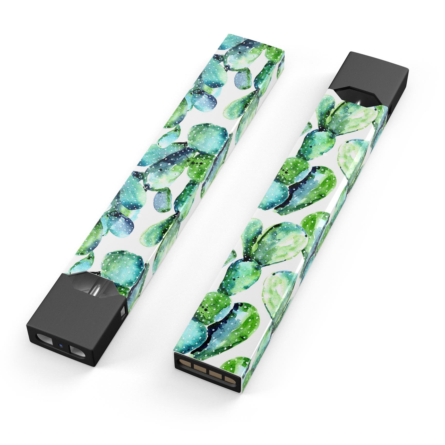 Watercolor Cactus Bloom V1 skin wrap for JUUL device, featuring vibrant cactus design and premium vinyl material.