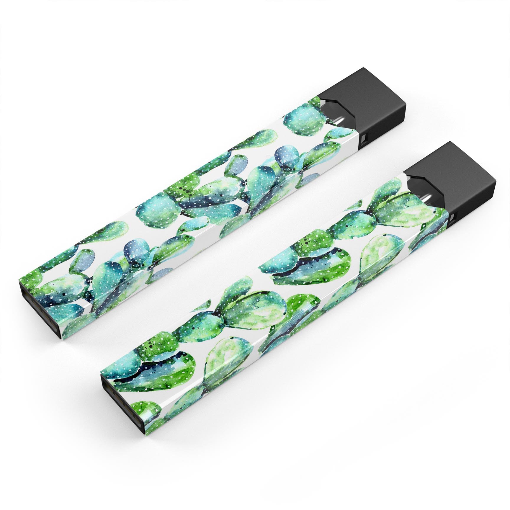 Watercolor Cactus Bloom V1 skin wrap for JUUL device, featuring vibrant cactus design and premium vinyl material.