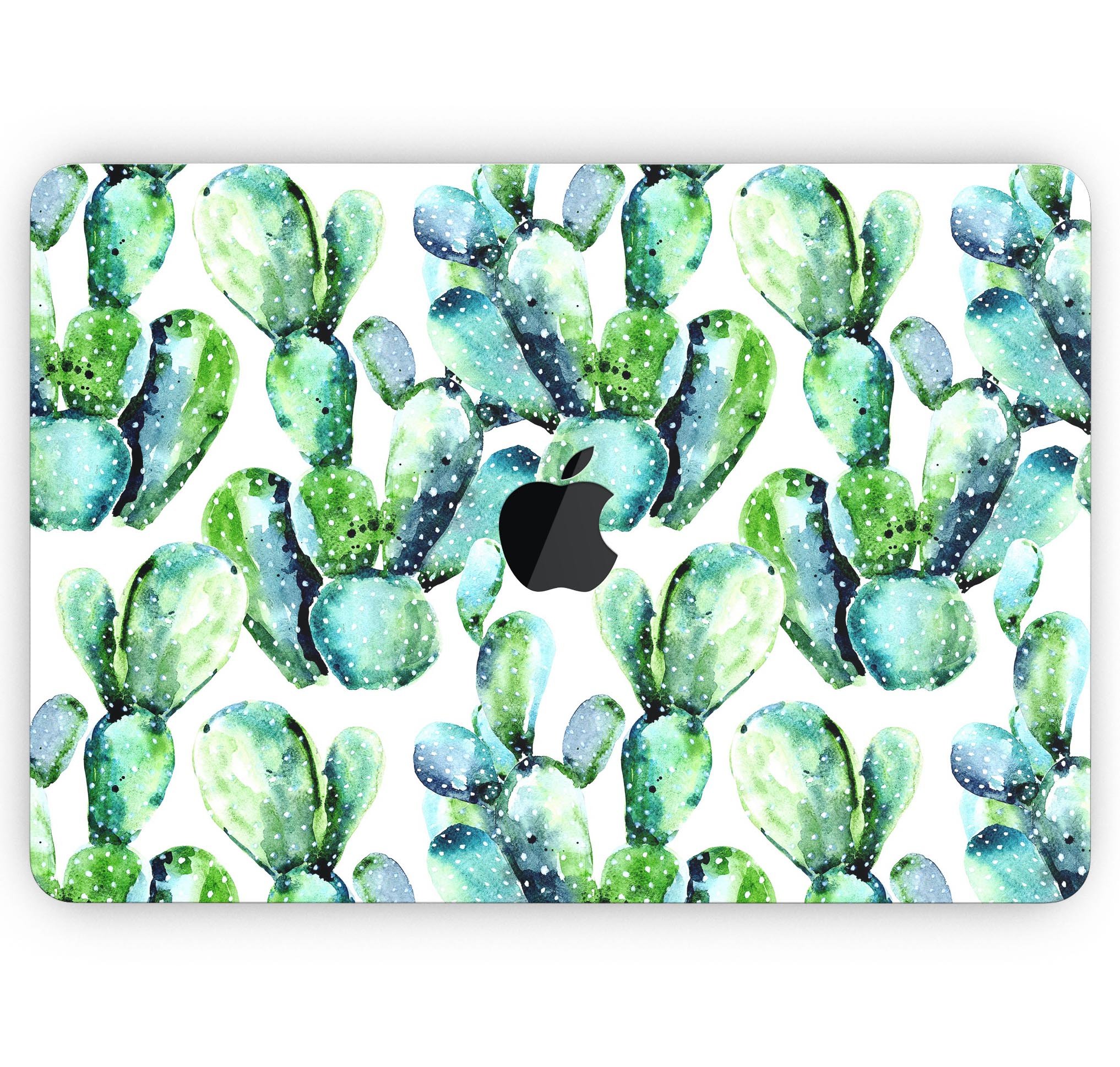 Watercolor Cactus Bloom V1 skin decal wrap kit for MacBook, featuring vibrant cactus designs on premium vinyl material.