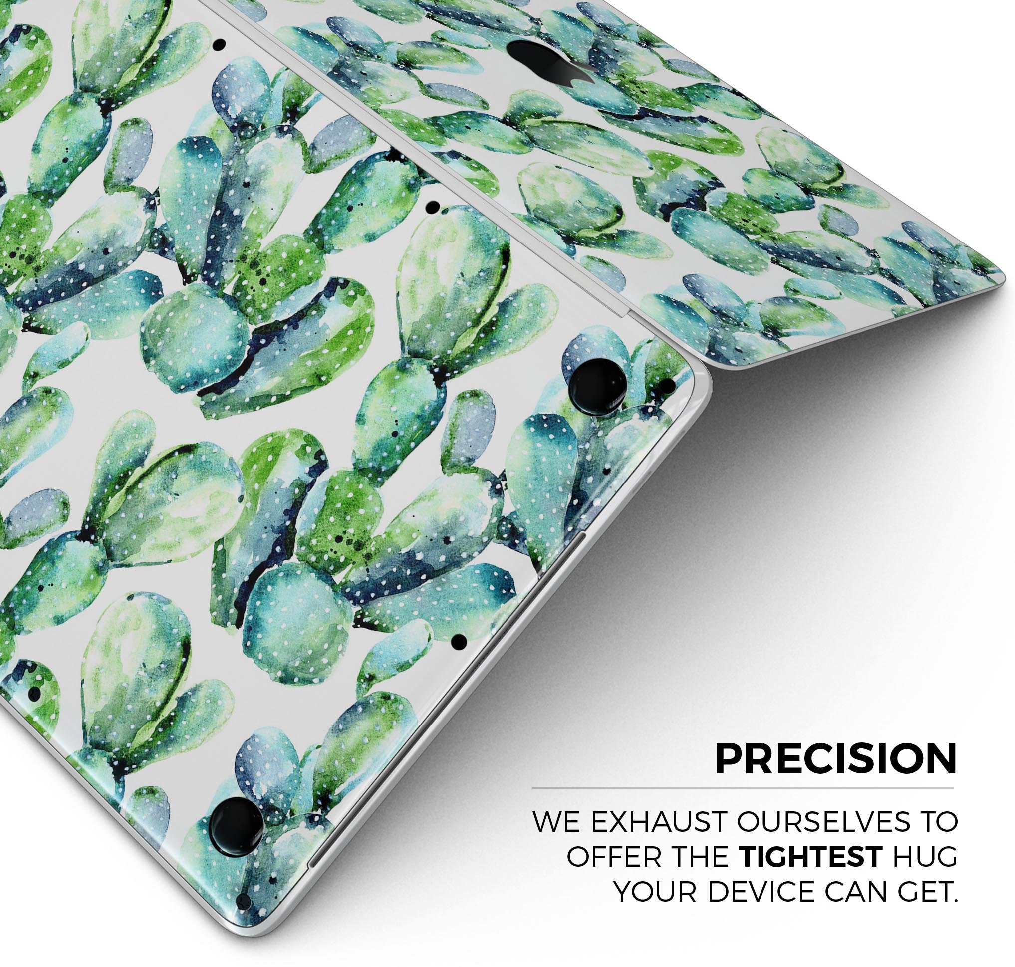 Watercolor Cactus Bloom V1 skin decal wrap kit for MacBook, featuring vibrant cactus designs on premium vinyl material.