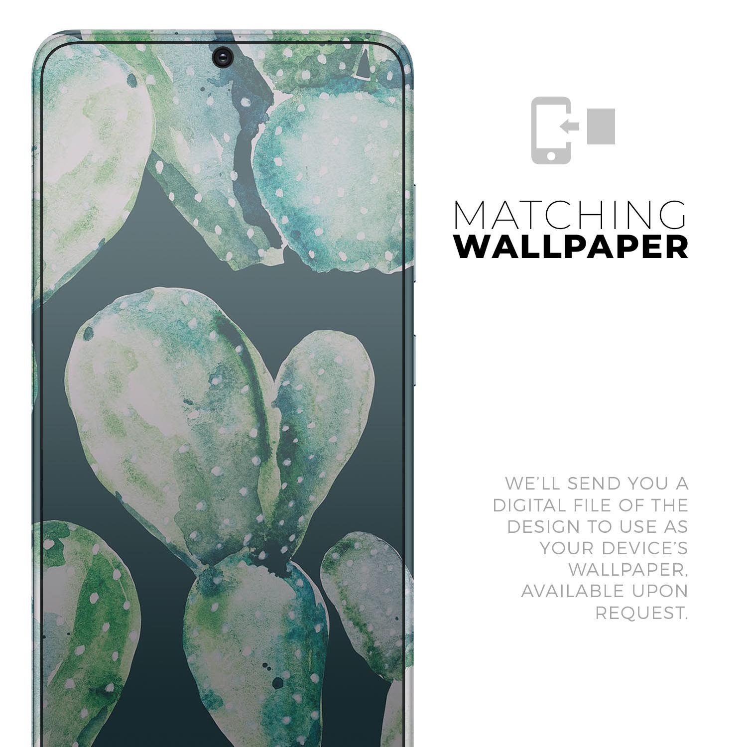 Watercolor Cactus Succulent Bloom V7 skin for Samsung Galaxy, featuring vibrant cactus designs on a premium vinyl material.