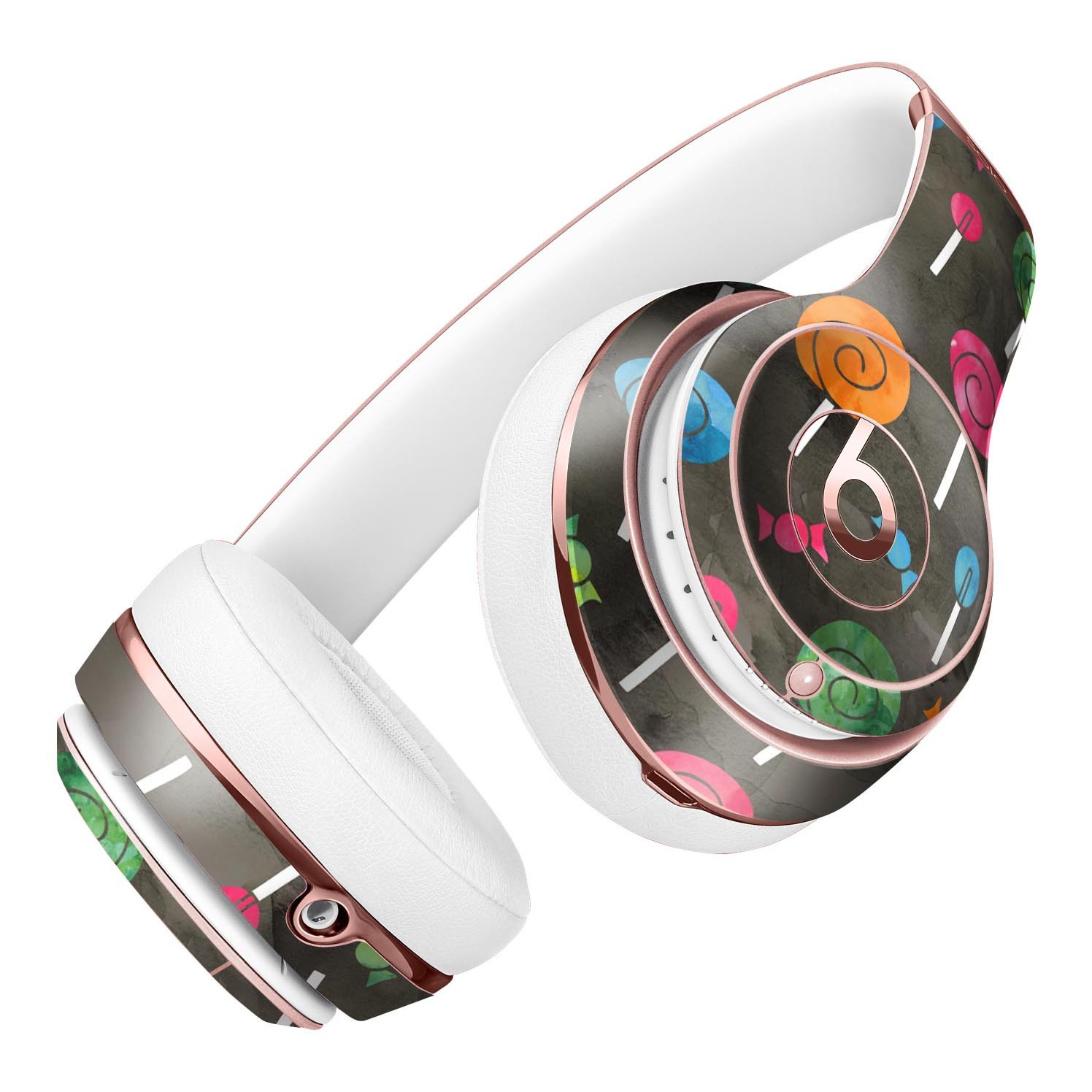 Watercolor Candy Pattern Full-Body Skin Kit for Beats by Dre Solo 3 Wireless Headphones, showcasing vibrant colors and stylish design.