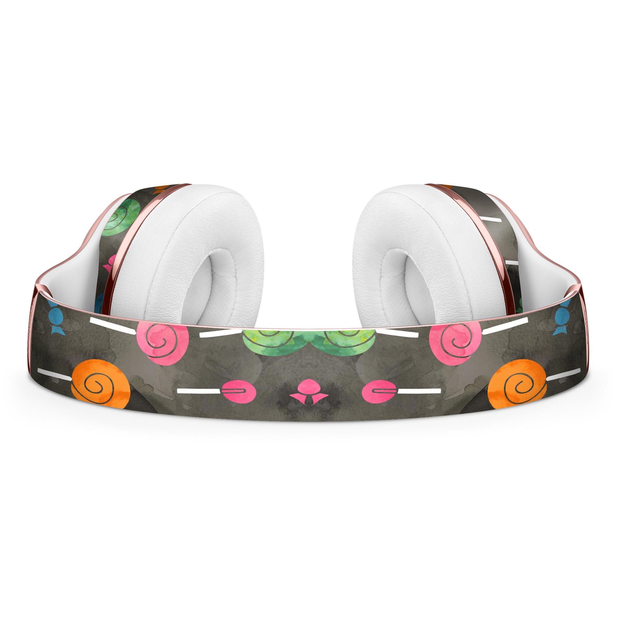 Watercolor Candy Pattern Full-Body Skin Kit for Beats by Dre Solo 3 Wireless Headphones, showcasing vibrant colors and stylish design.