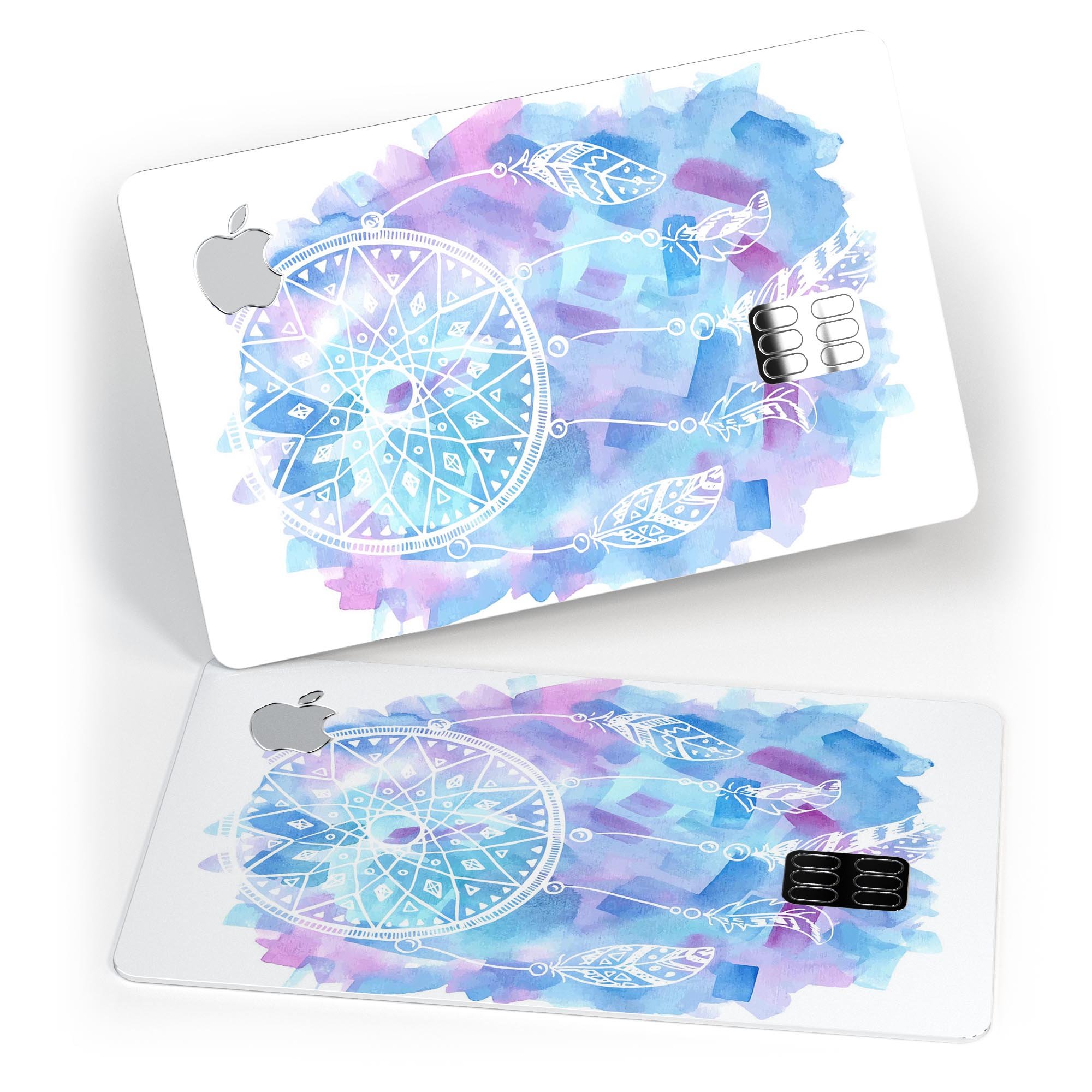 Watercolor Dreamcatcher decal skin for Apple Card, showcasing vibrant colors and intricate design.