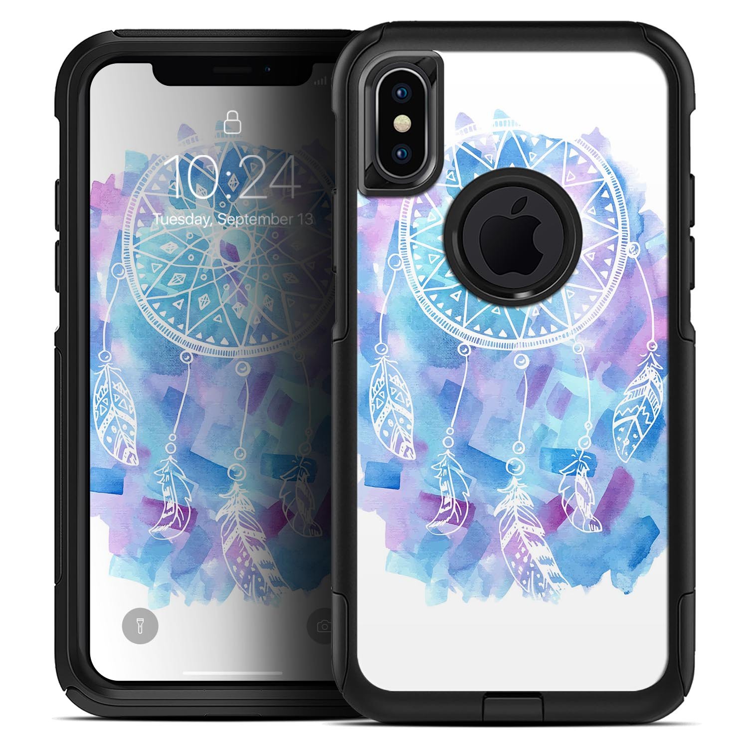 Watercolor Dreamcatcher Skin Kit for iPhone OtterBox Cases featuring vibrant colors and intricate design.