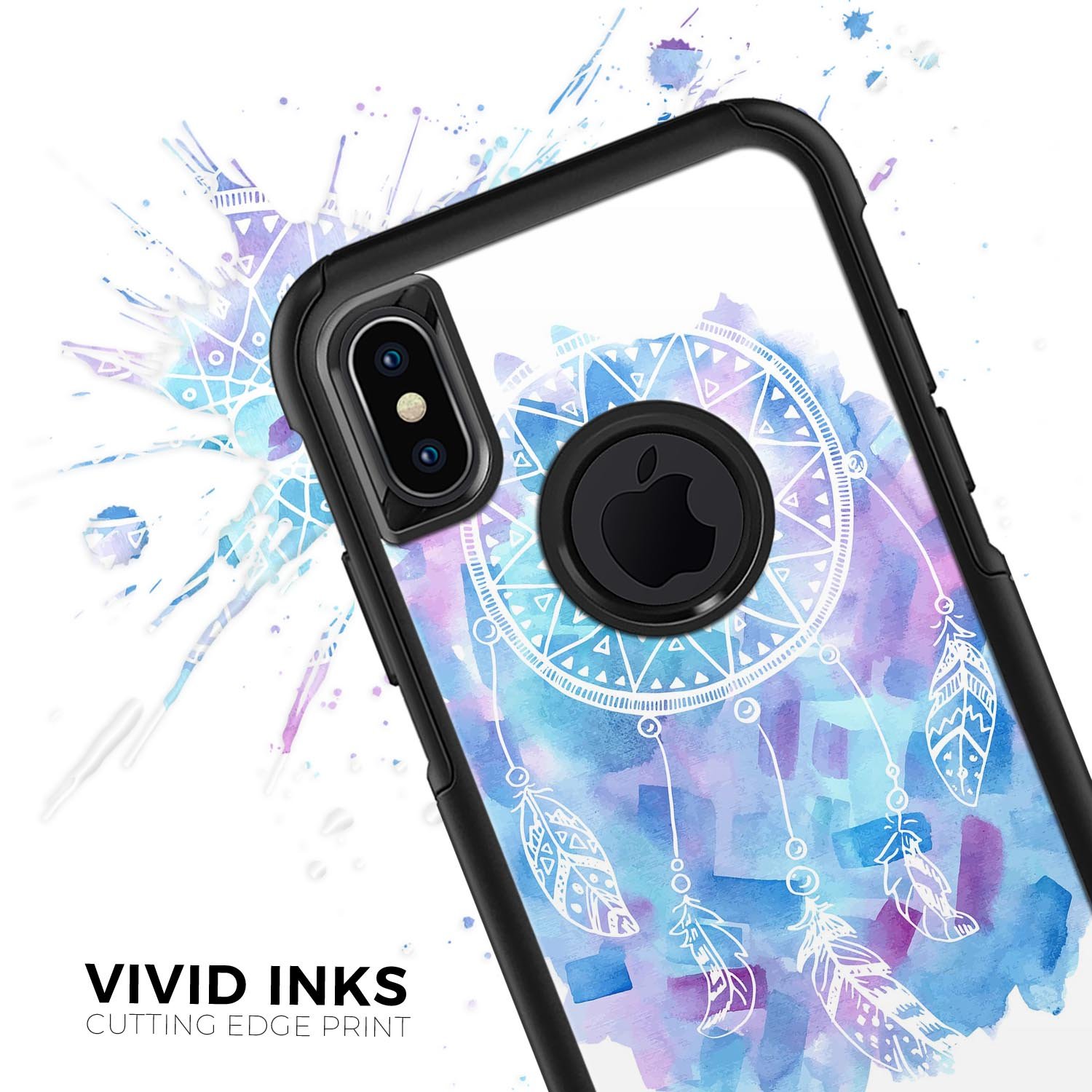 Watercolor Dreamcatcher Skin Kit for iPhone OtterBox Cases featuring vibrant colors and intricate design.