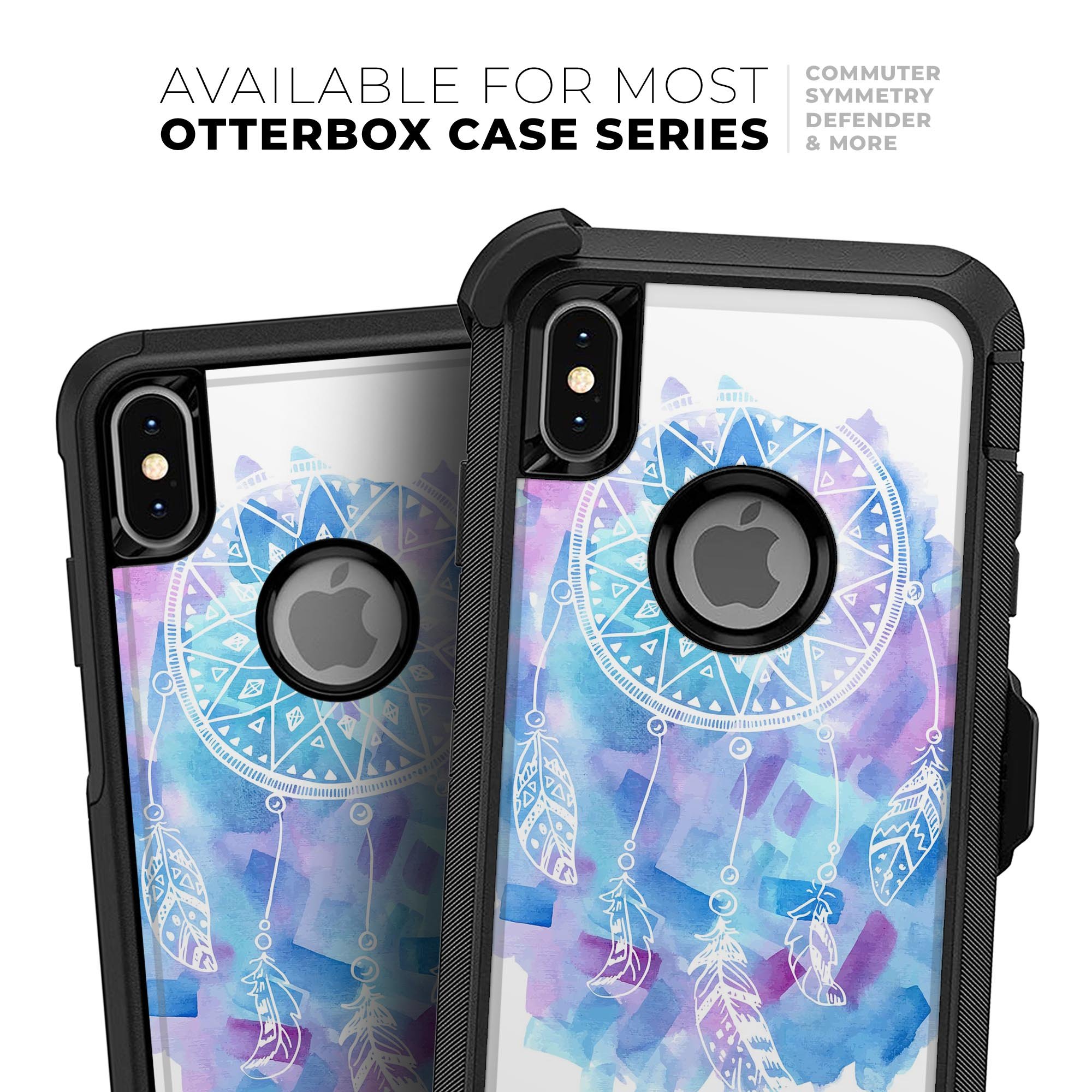 Watercolor Dreamcatcher Skin Kit for iPhone OtterBox Cases featuring vibrant colors and intricate design.