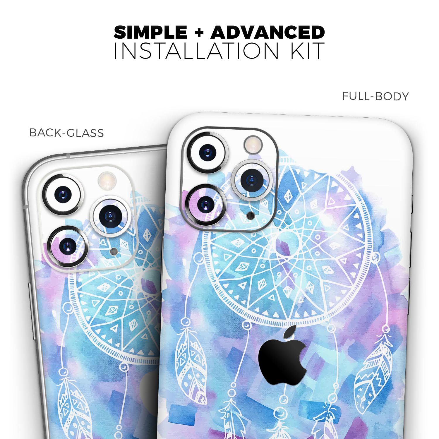 Watercolor Dreamcatcher Skin-Kit for Apple iPhone, showcasing vibrant colors and intricate design on a sleek vinyl surface.