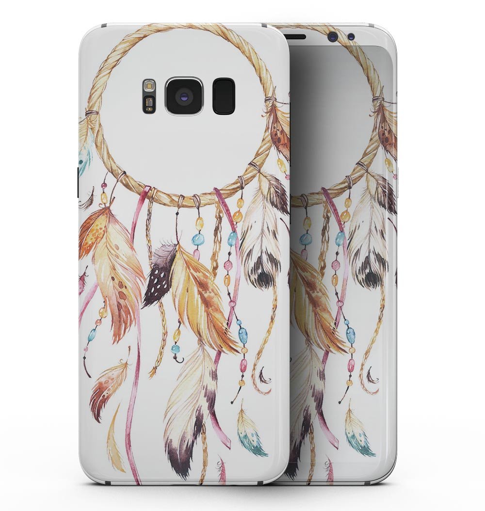 WaterColor Dreamcatchers full-body skin kit for Samsung Galaxy S8, showcasing vibrant colors and artistic design.