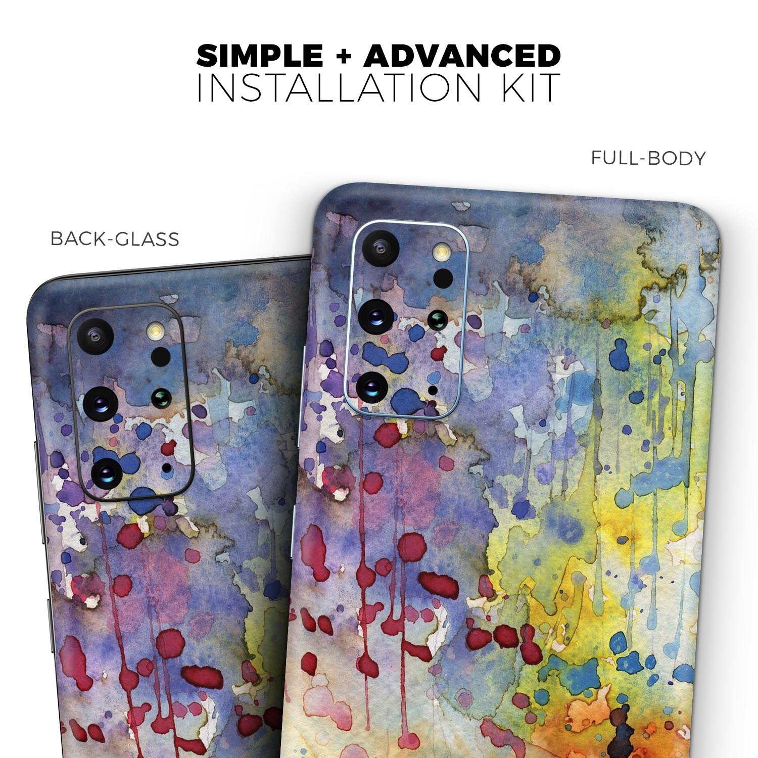 WaterColor Grunge Skin-Kit for Samsung Galaxy S-Series, showcasing vibrant colors and a sleek design.