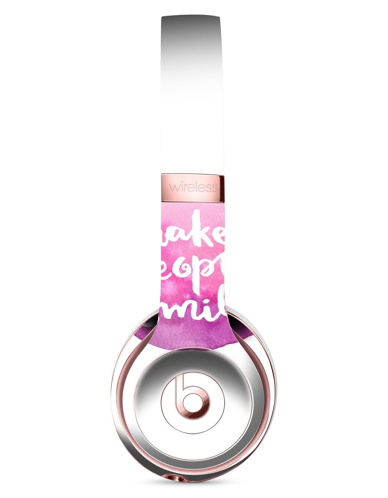 Watercolor Pink skin kit for Beats by Dre Solo 3 Wireless Headphones, showcasing vibrant design and premium vinyl material.