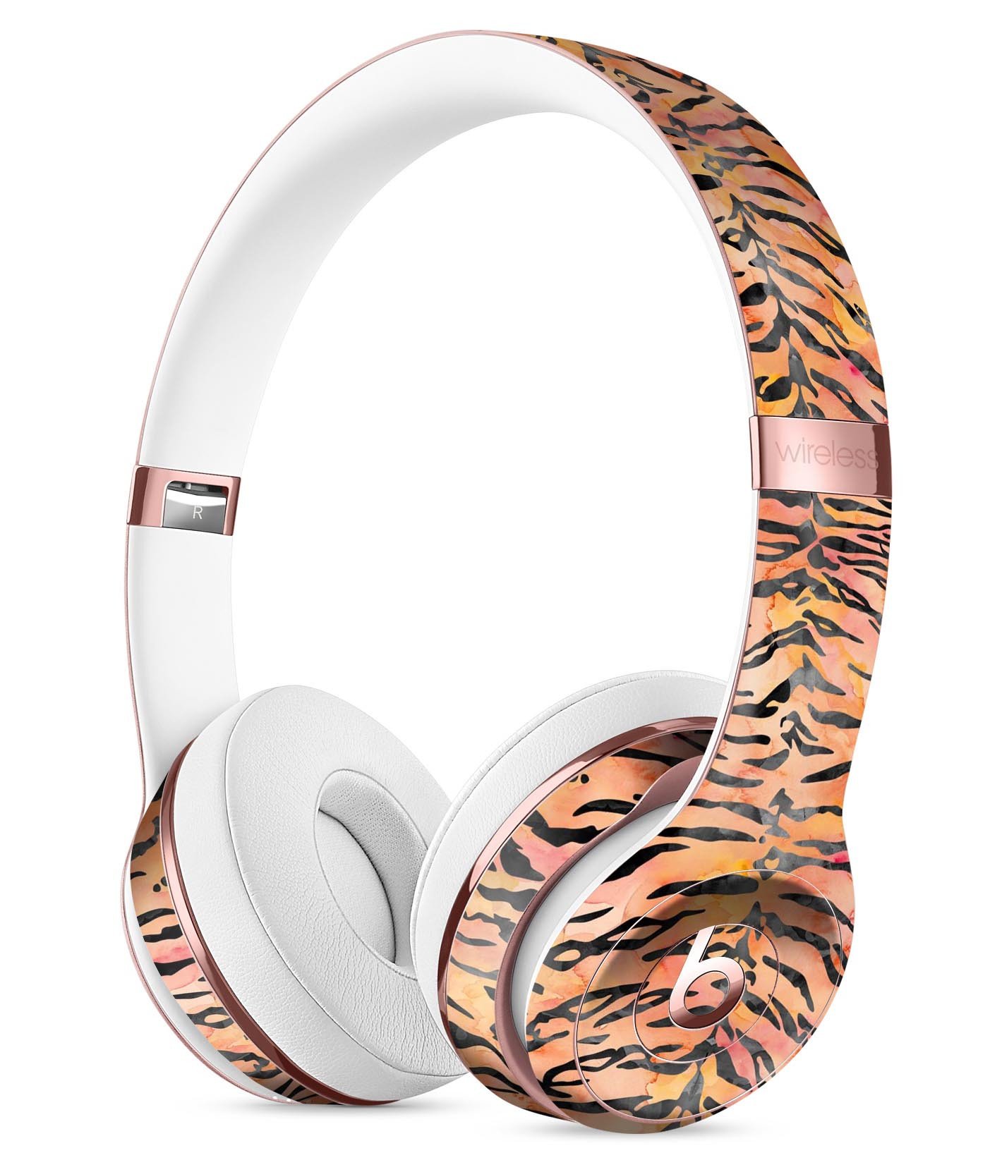 Watercolor Tiger Pattern Full-Body Skin Kit designed for Beats by Dre Solo 3 Wireless Headphones, showcasing vibrant colors and intricate design.