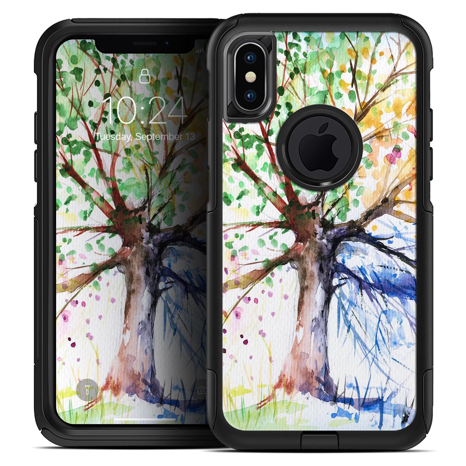 WaterColor Vivid Tree Skin Kit for iPhone OtterBox Cases featuring vibrant colors and intricate design.