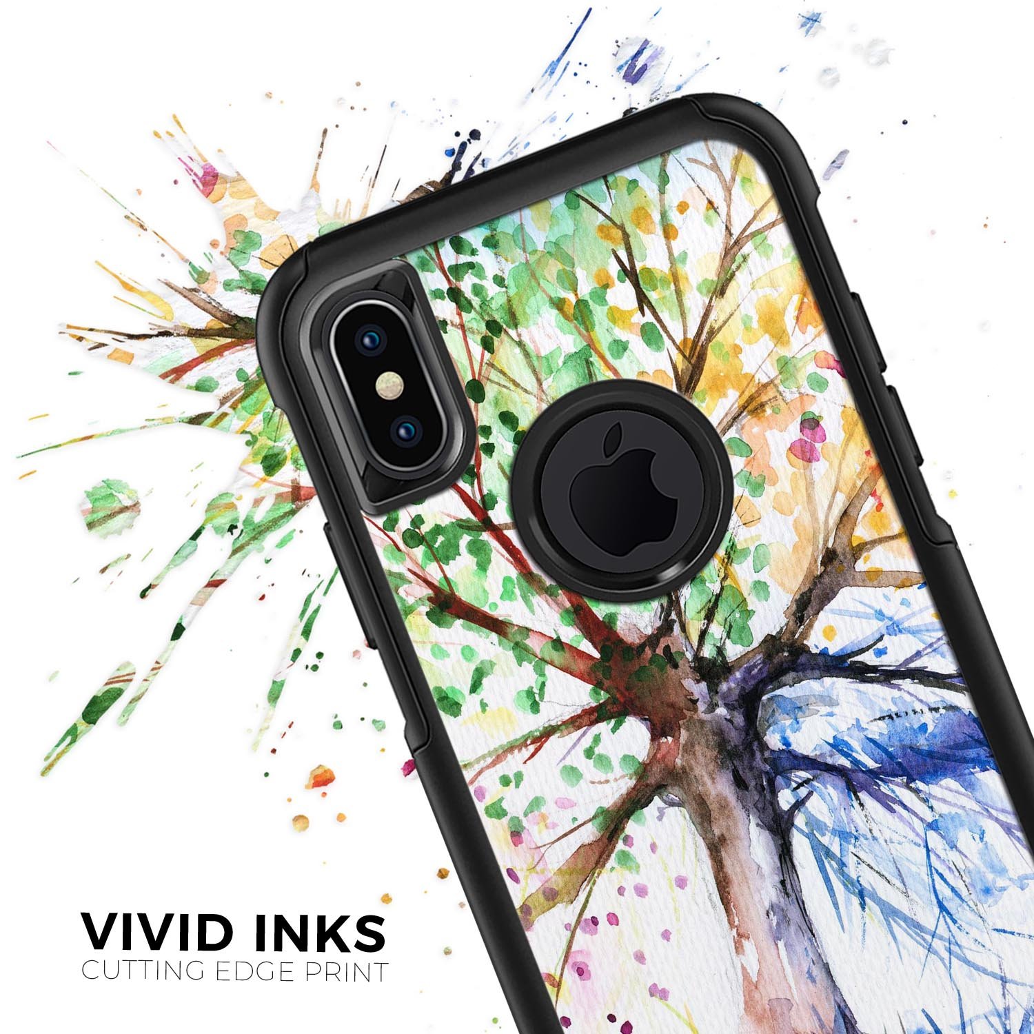 WaterColor Vivid Tree Skin Kit for iPhone OtterBox Cases featuring vibrant colors and intricate design.