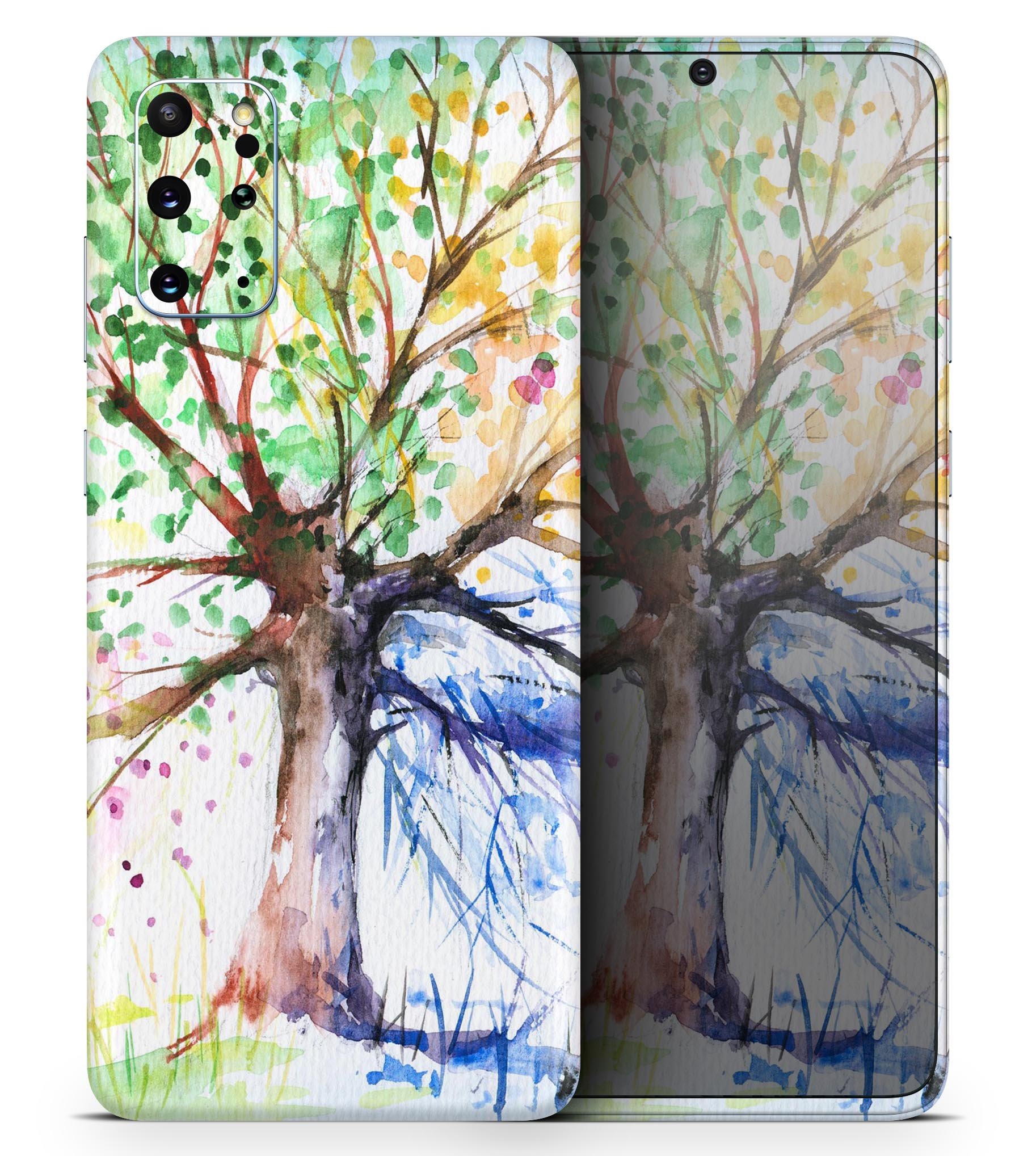 WaterColor Vivid Tree Skin-Kit for Samsung Galaxy S20, showcasing vibrant colors and a sleek design.