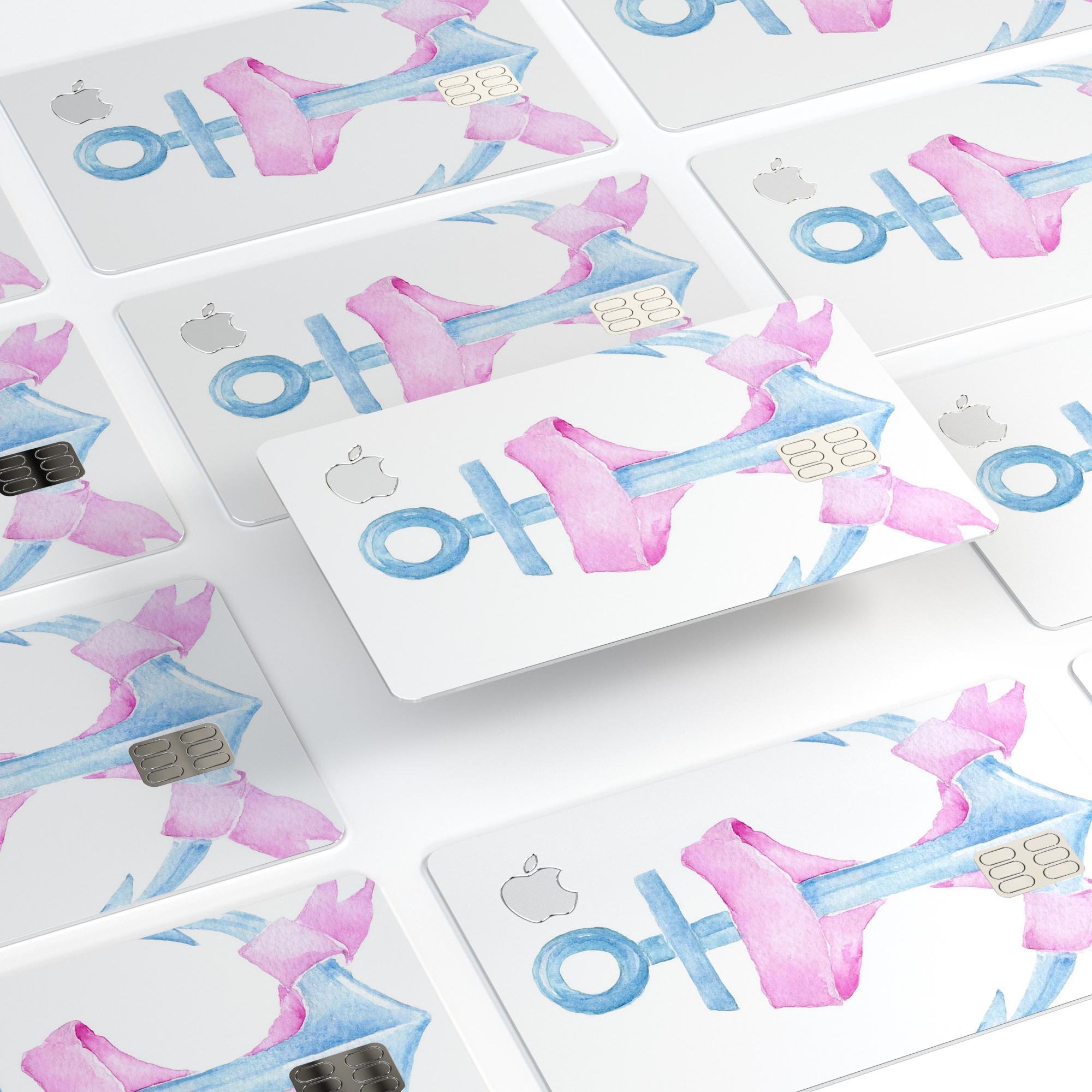 Watercolored Ribbon decal skin for Apple Card, showcasing vibrant colors and premium vinyl material.