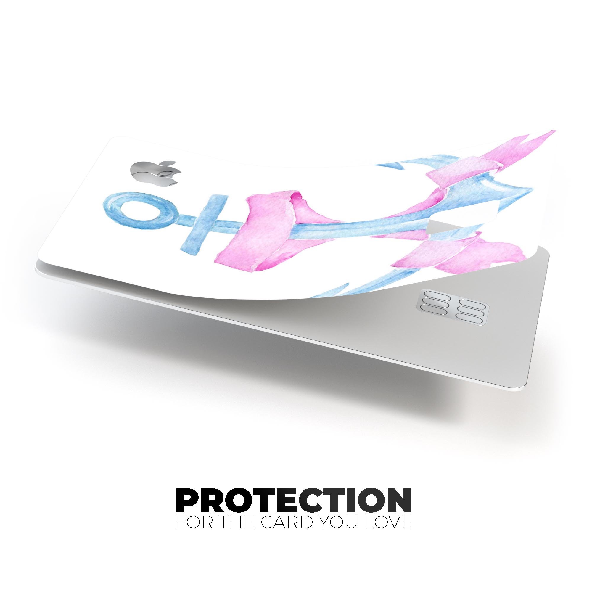 Watercolored Ribbon decal skin for Apple Card, showcasing vibrant colors and premium vinyl material.