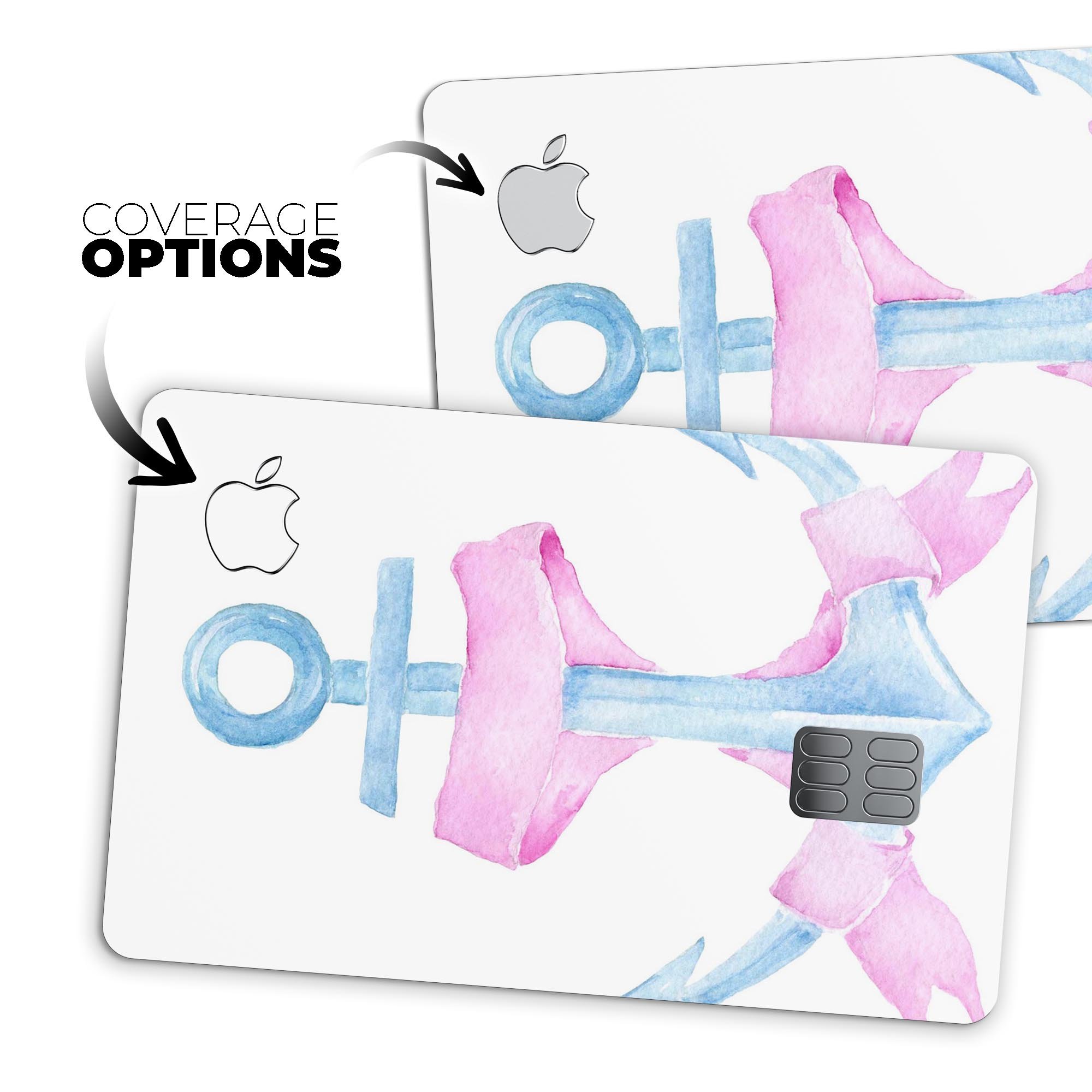 Watercolored Ribbon decal skin for Apple Card, showcasing vibrant colors and premium vinyl material.